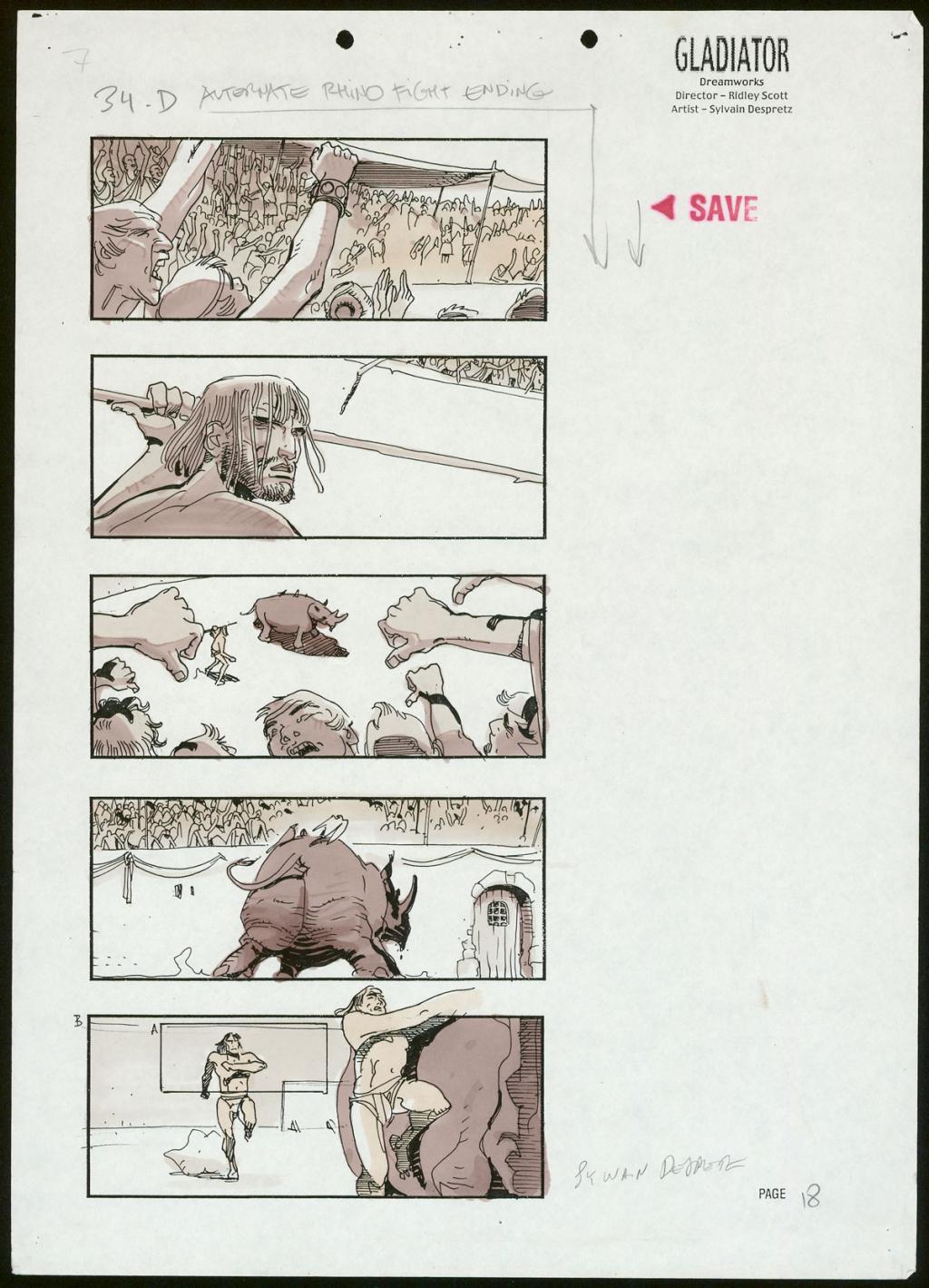 Story board pour le film Gladiator de Ridley Scott - Sylvain Despretz - Technique mixte sur papier - 3683