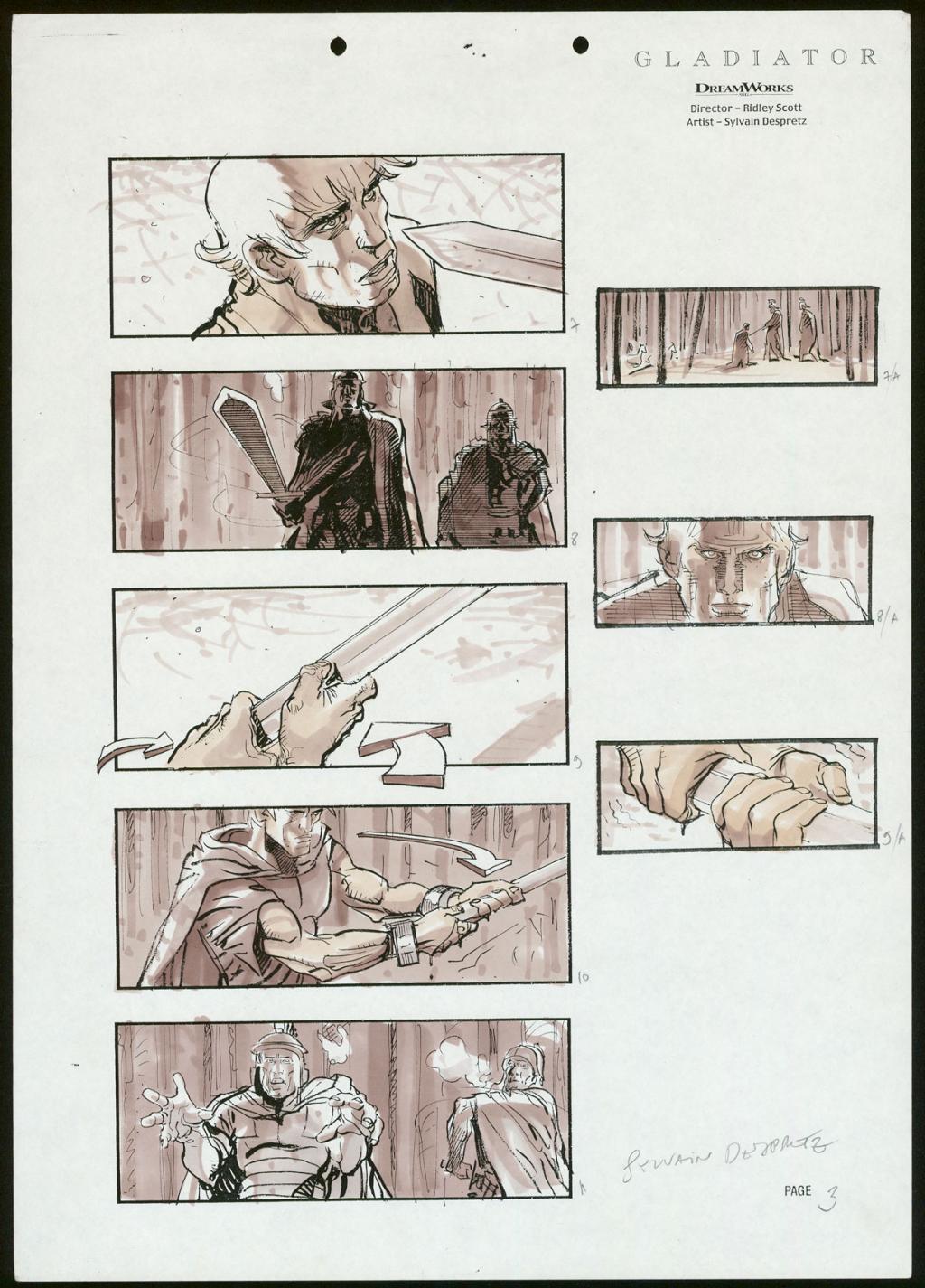 Story board pour le film Gladiator de Ridley Scott - Sylvain Despretz - Technique mixte sur papier - 3724