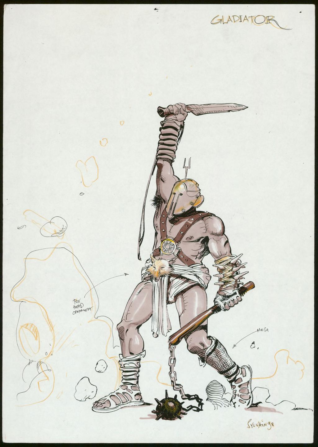 Story board pour le film Gladiator de Ridley Scott - Sylvain Despretz - Technique mixte sur papier - 3725