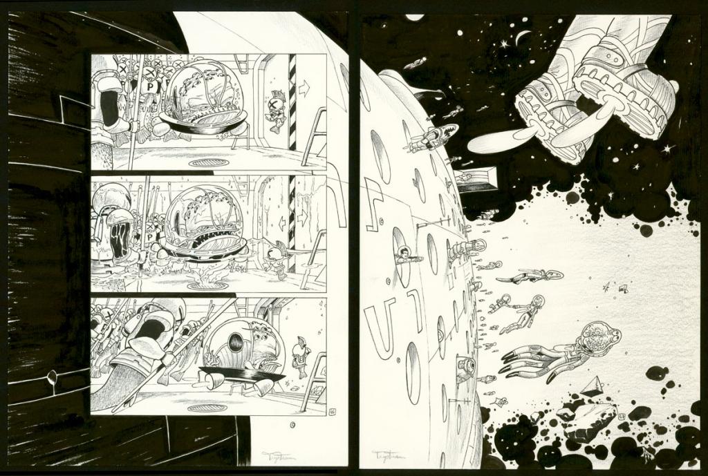 Double planche originale 46 et 47 - Martin Trystram - Encre de Chine - 3622