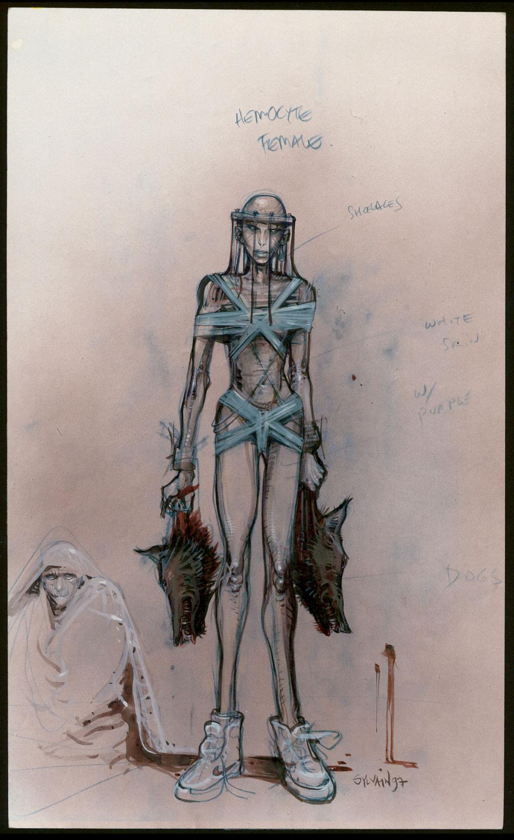 Concept art pour le projet de film I Am Legend par Ridley Scott avec Arnold Schwarzenegger - Sylvain Despretz - Technique mixte sur papier - 3641