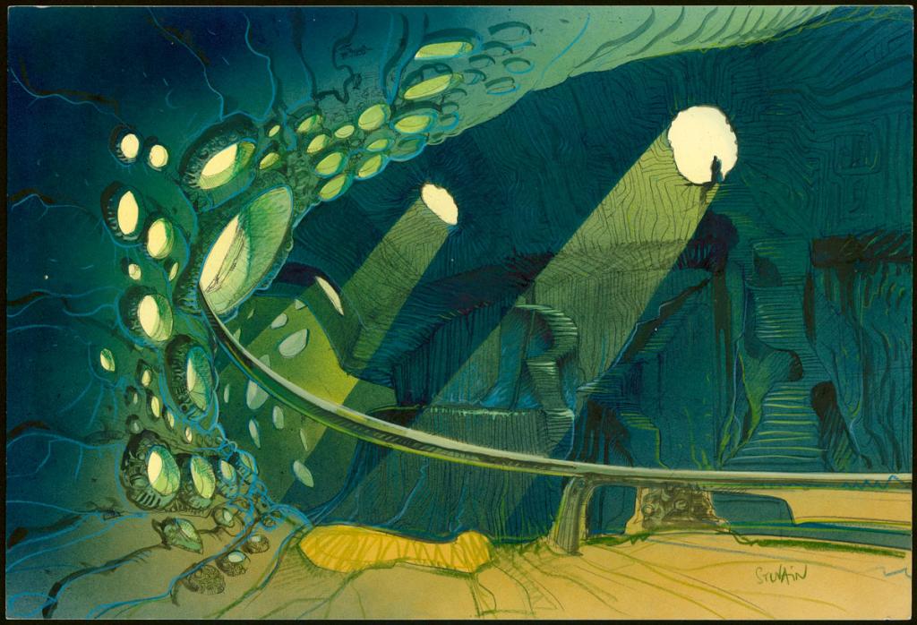 Concept art pour le projet de film Superman par Tim Burton - Sylvain Despretz - Technique mixte sur papier - 3642