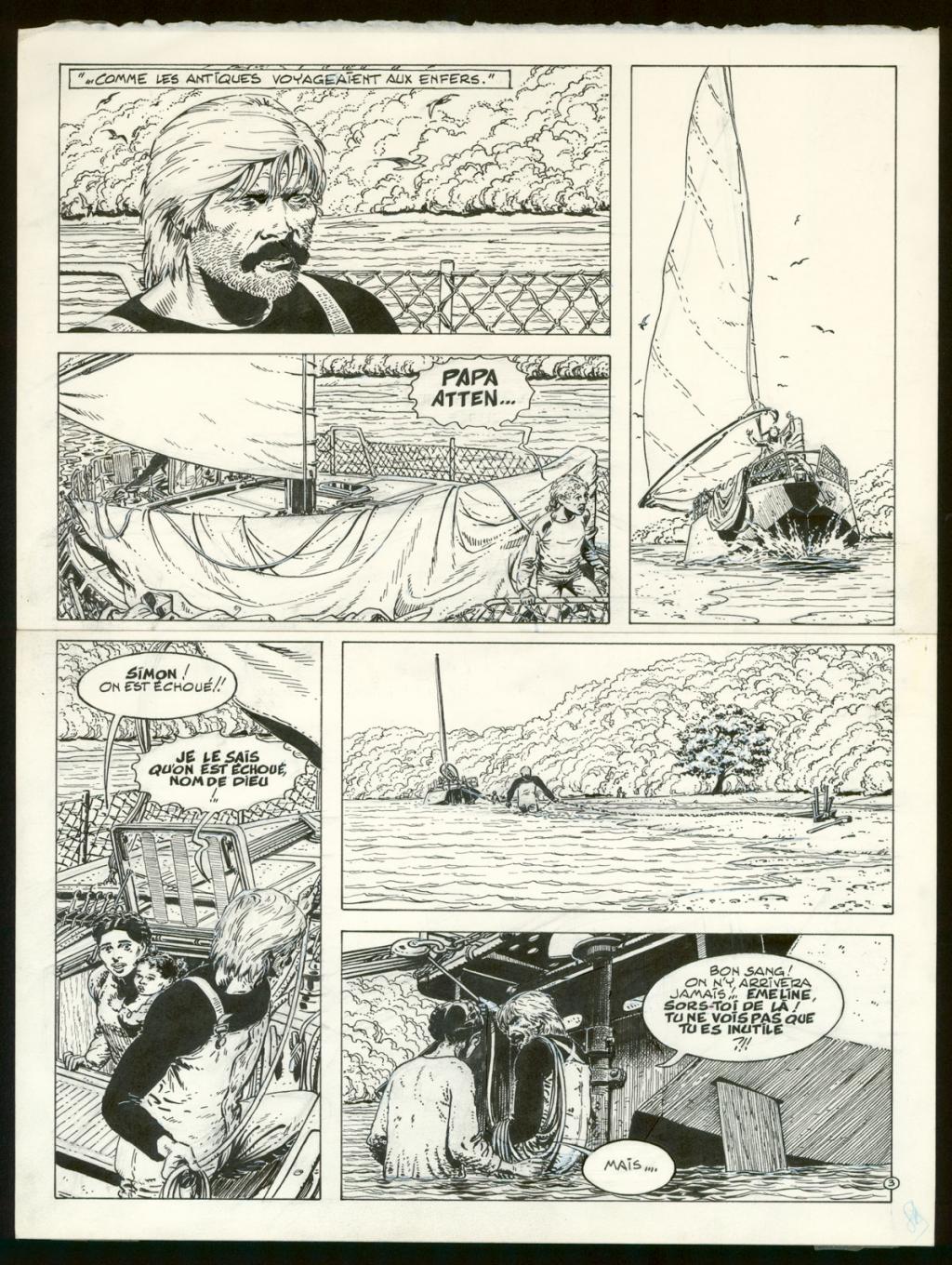 Planche originale n°3, rustine en case 6 - Claude Auclair - Encre de Chine sur papier - 4014