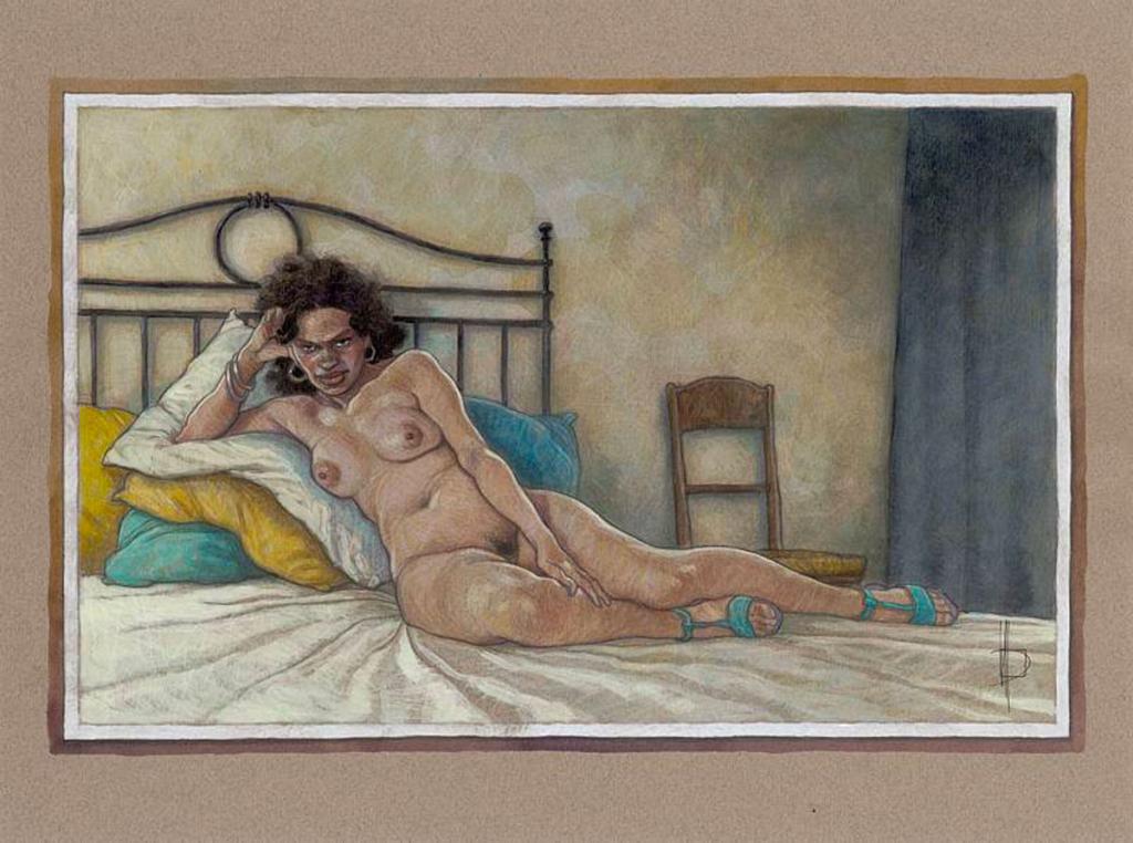 Illustration originale, Mariela  ? Nu II, 2012 - Miguelanxo Prado - Crayon noir et acrylique sur papier - 3752