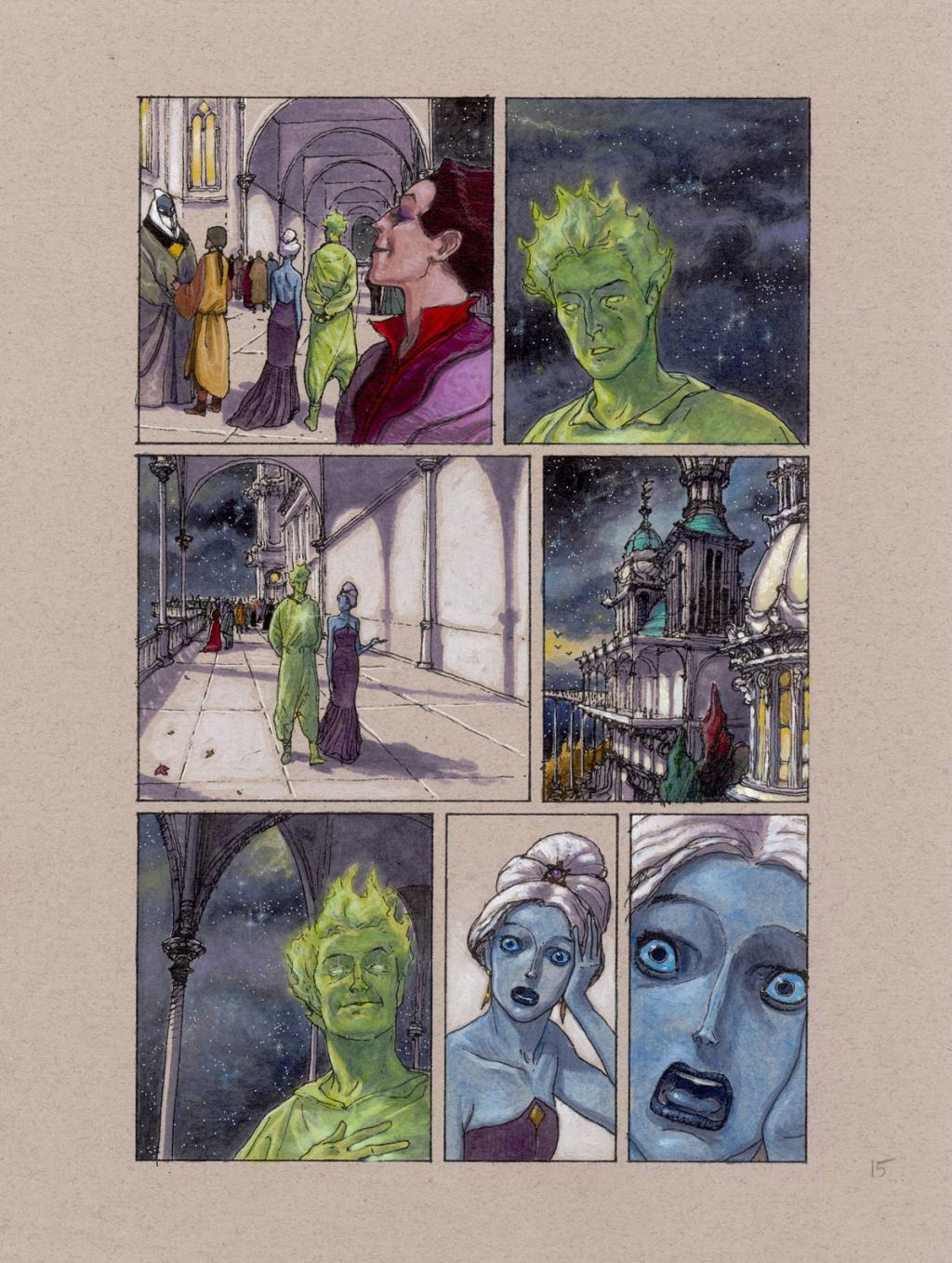 Planche originale n°15 - Miguelanxo Prado - Encre et acrylique sur papier teinté - 3754