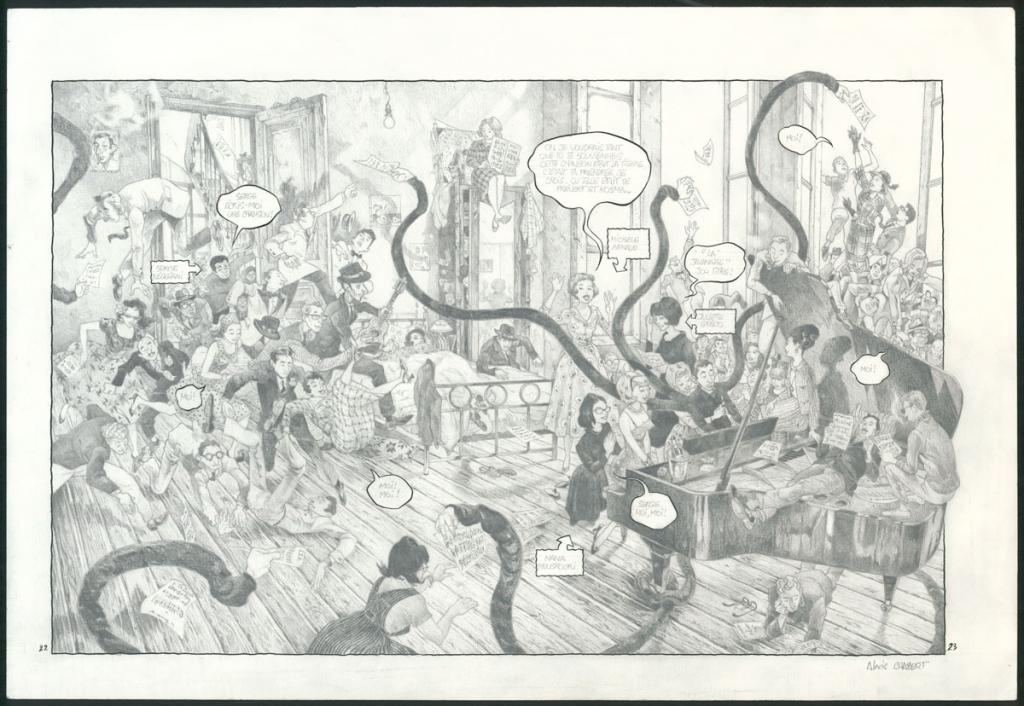 Double planche originale n°22-23 - Alexis Chabert - Encre de Chine et crayon sur papier - 3799