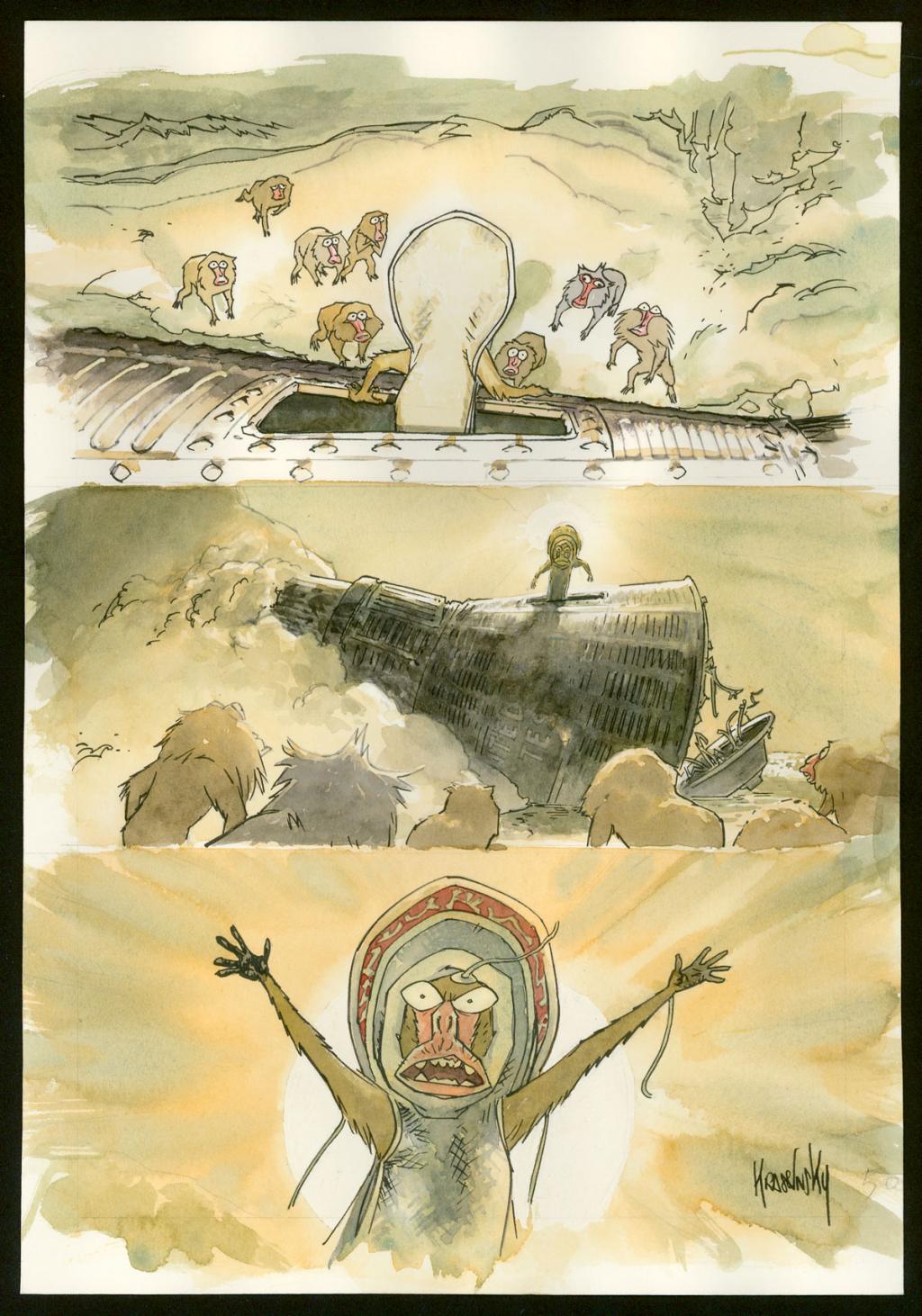 Planche originale - Jean-Paul Krassinsky - Aquarelle et encre de Chine - 3887