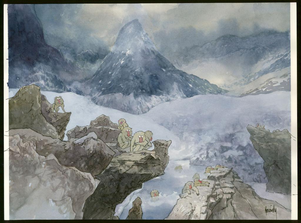 Illustration originale dont une partie à servie à réaliser l'ex-libris de Super Héros - Jean-Paul Krassinsky - Aquarelle et encre de Chine - 3903