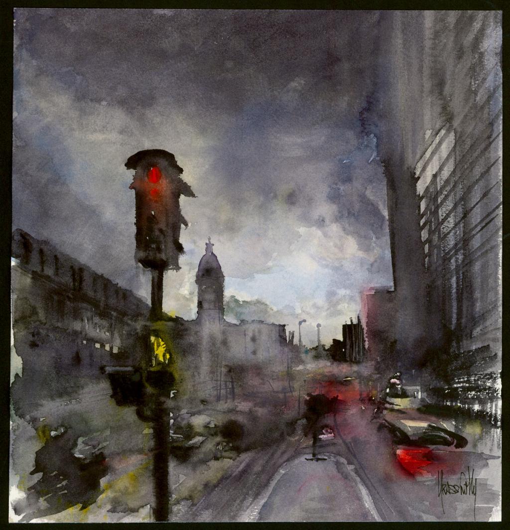 Aquarelle - Paris - L'aube - Jean-Paul Krassinsky - Aquarelle sur papier - 3905