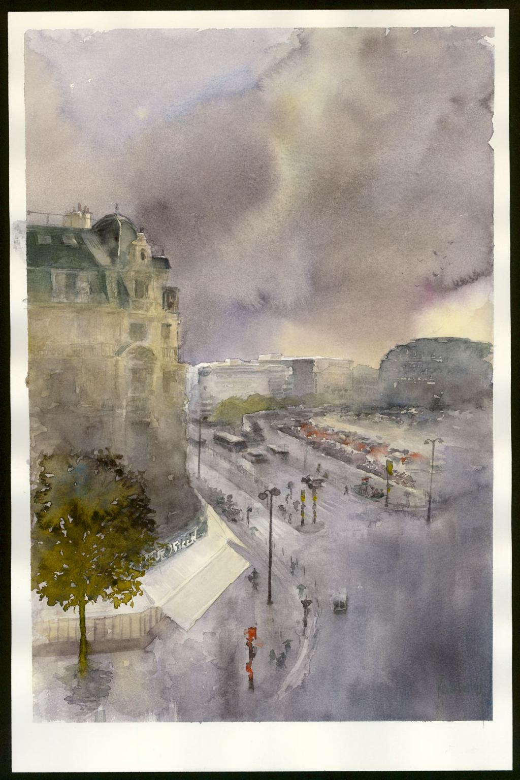 Aquarelle - Paris - Boulevard Diderot - Jean-Paul Krassinsky - Aquarelle sur papier - 4116