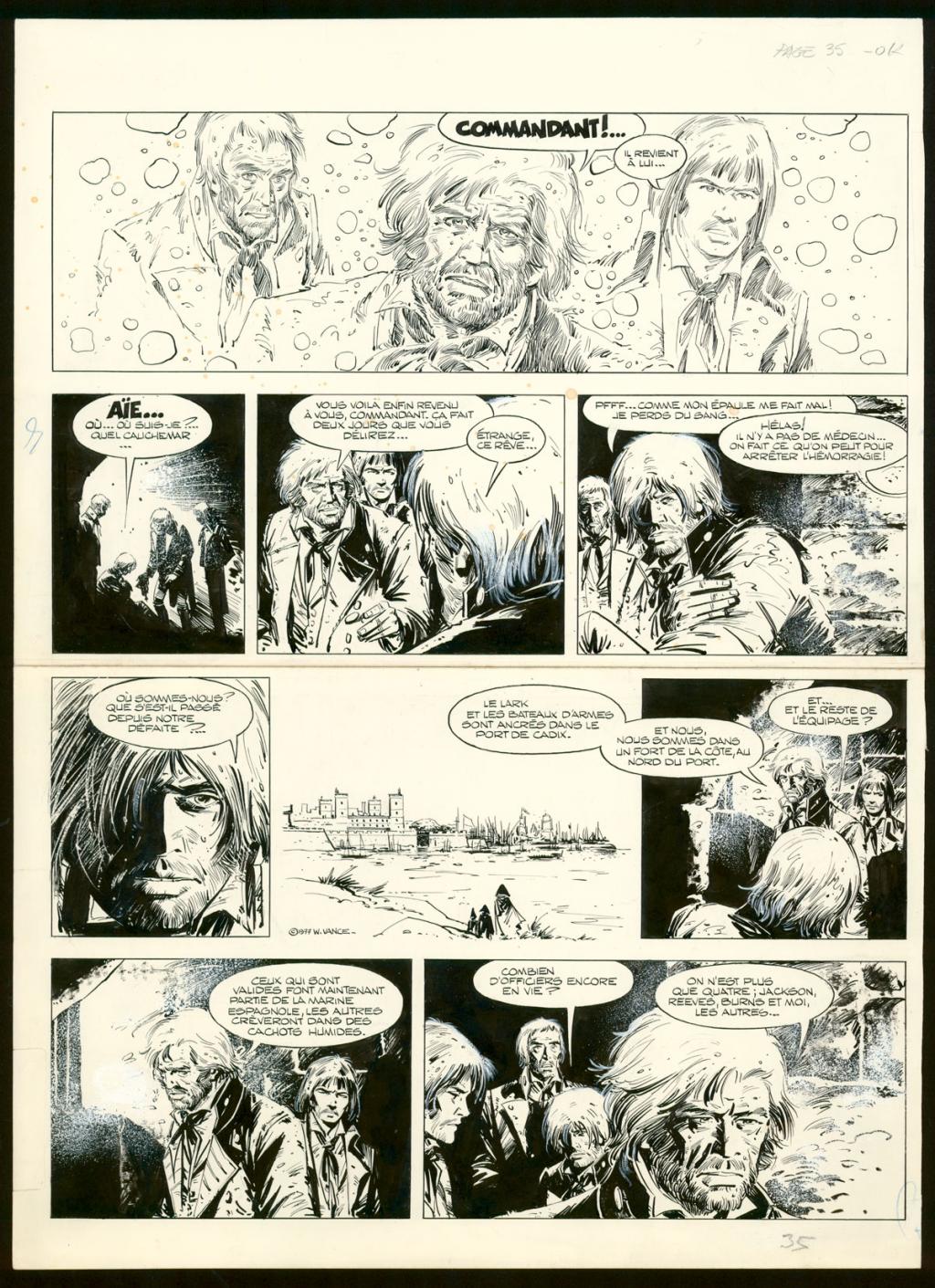 Planche originale n°34  (numérotée 35) - William Vance - Encre de Chine et gouache blanche sur papier - 5597