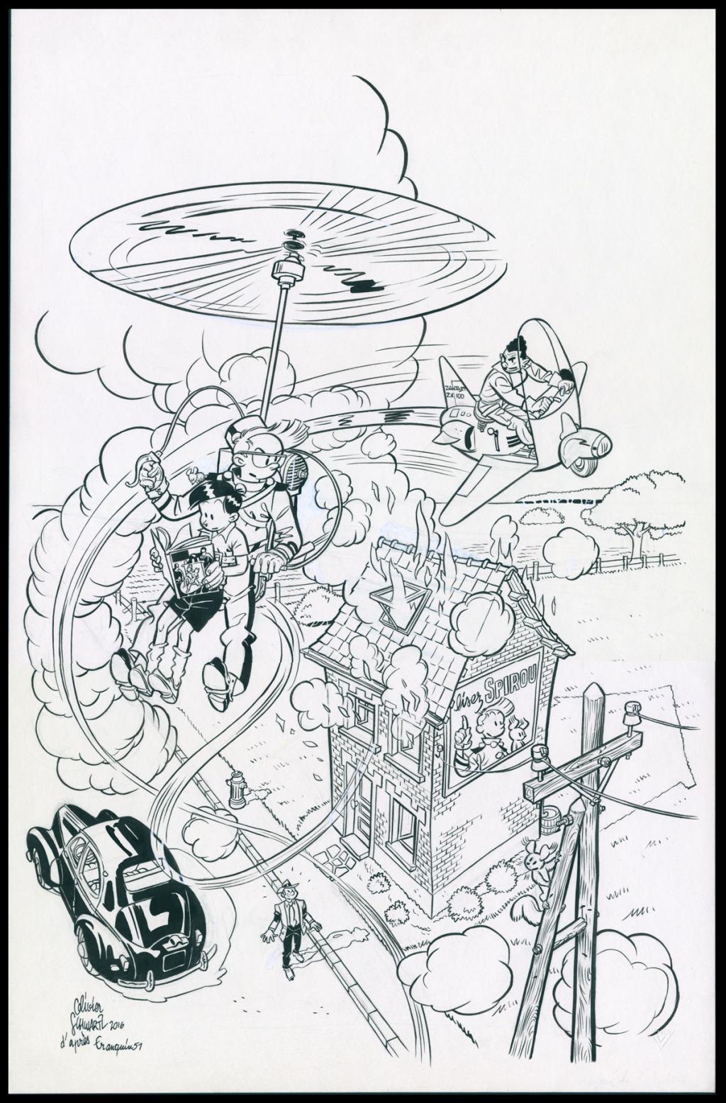 Illustration originale d'après les héritiers de Franquin - Olivier Schwartz - Encre de Chine sur papier - 6150