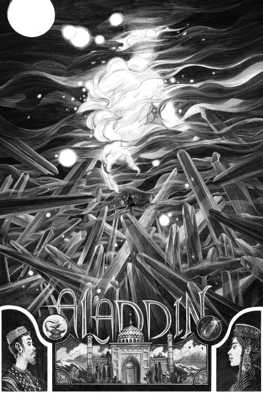 Illustration intitulée Aladdin - Nicolas Delort - Carte à gratter - 3914