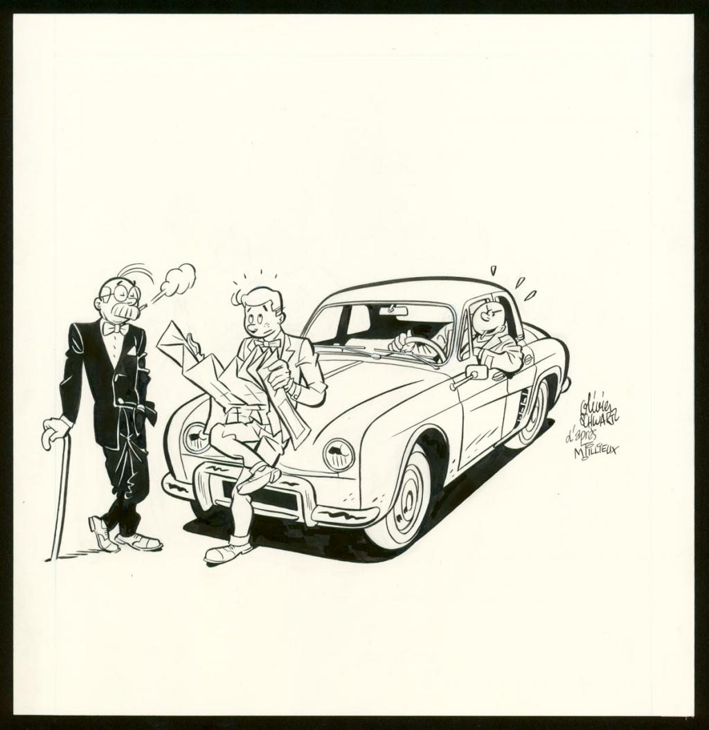 Illustration originale pour une annonce dans lemagazine Spirou et pour un projet d'album de Gil Jourdan - Olivier Schwartz - Encre de Chine et crayon bleu sur papier - 6154