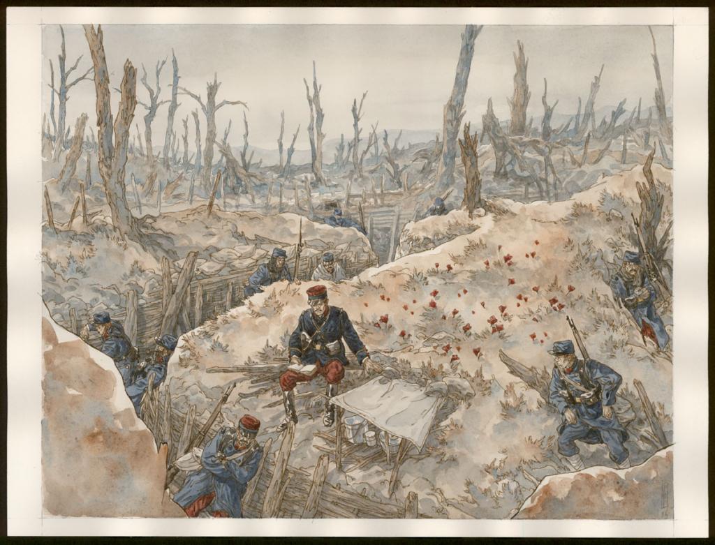 illustration originale réalisée pour la Philharmonie de Paris ( " jeux de guerre, jeux de vilains " ) - Maël - Encre de couleur et encre de Chine sur papier - 6097