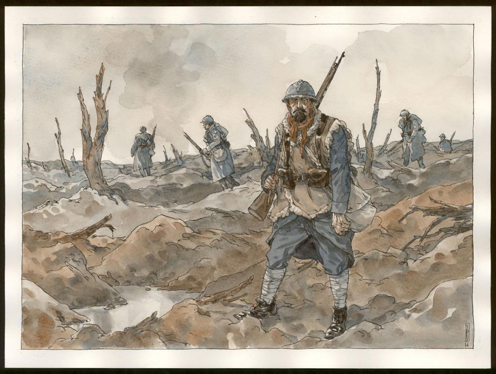 illustration originale réalisée pour la Philharmonie de Paris ( " jeux de guerre, jeux de vilains " ) - Maël - Encre de couleur et encre de Chine sur papier - 5215