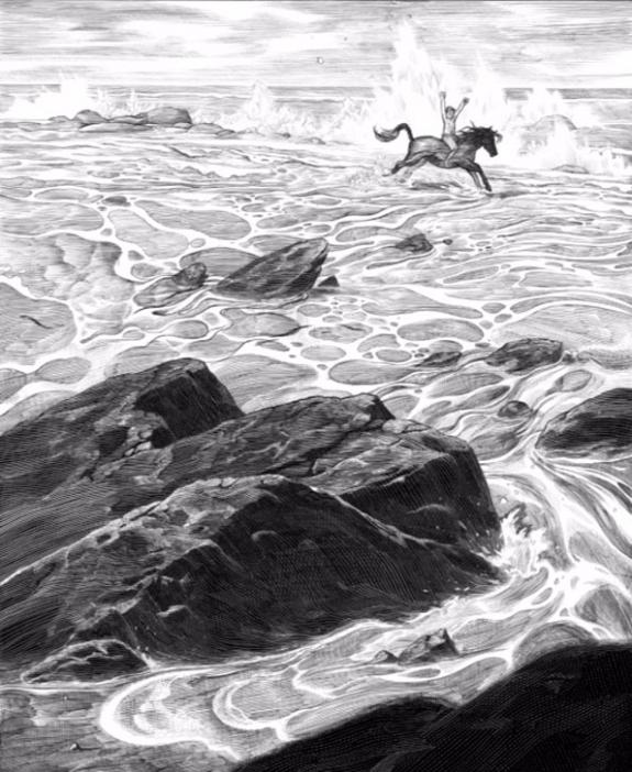 Illustration intitulée L'Etalon Noir - Nicolas Delort - Carte à gratter - 3918