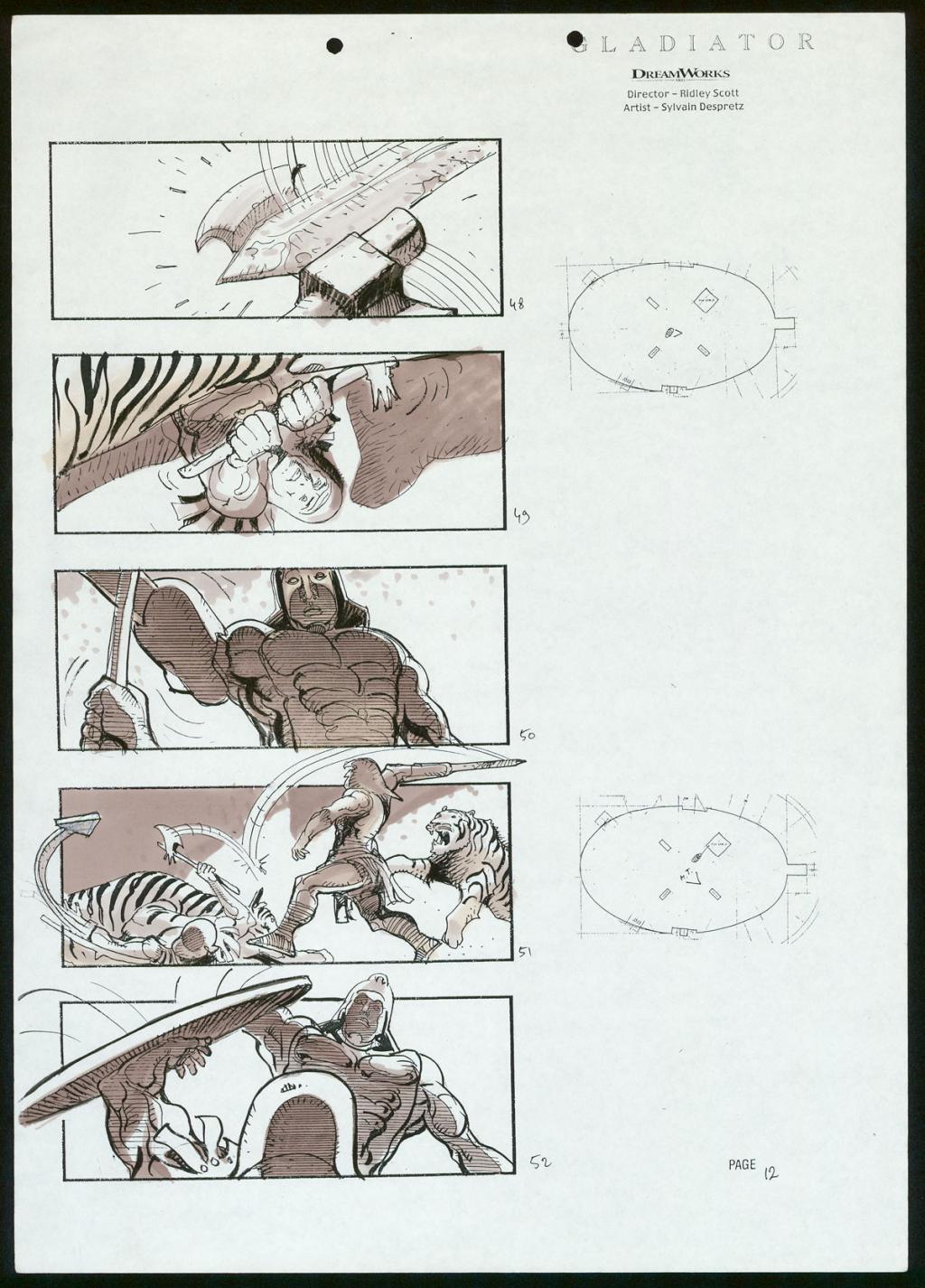 Story board pour le film Gladiator de Ridley Scott - Sylvain Despretz - Technique mixte sur papier - 3950