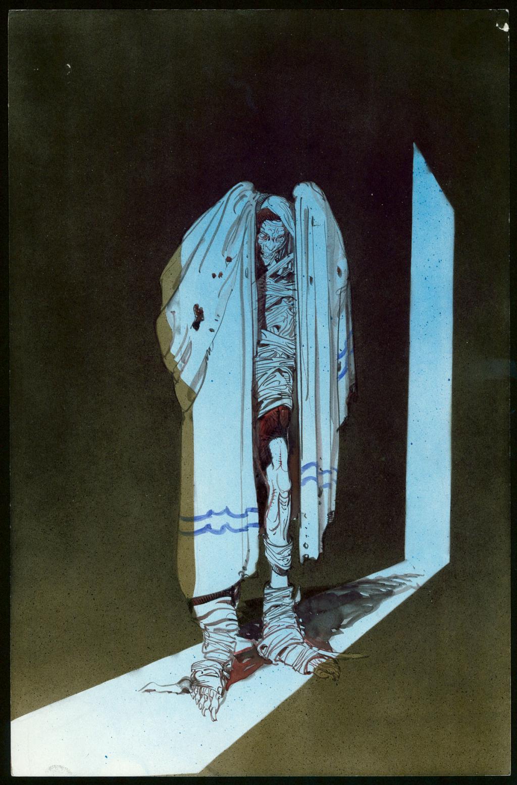 Concept art pour le projet de film I Am Legend par Ridley Scott avec Arnold Schwarzenegger - Sylvain Despretz - Technique mixte sur papier - 3958