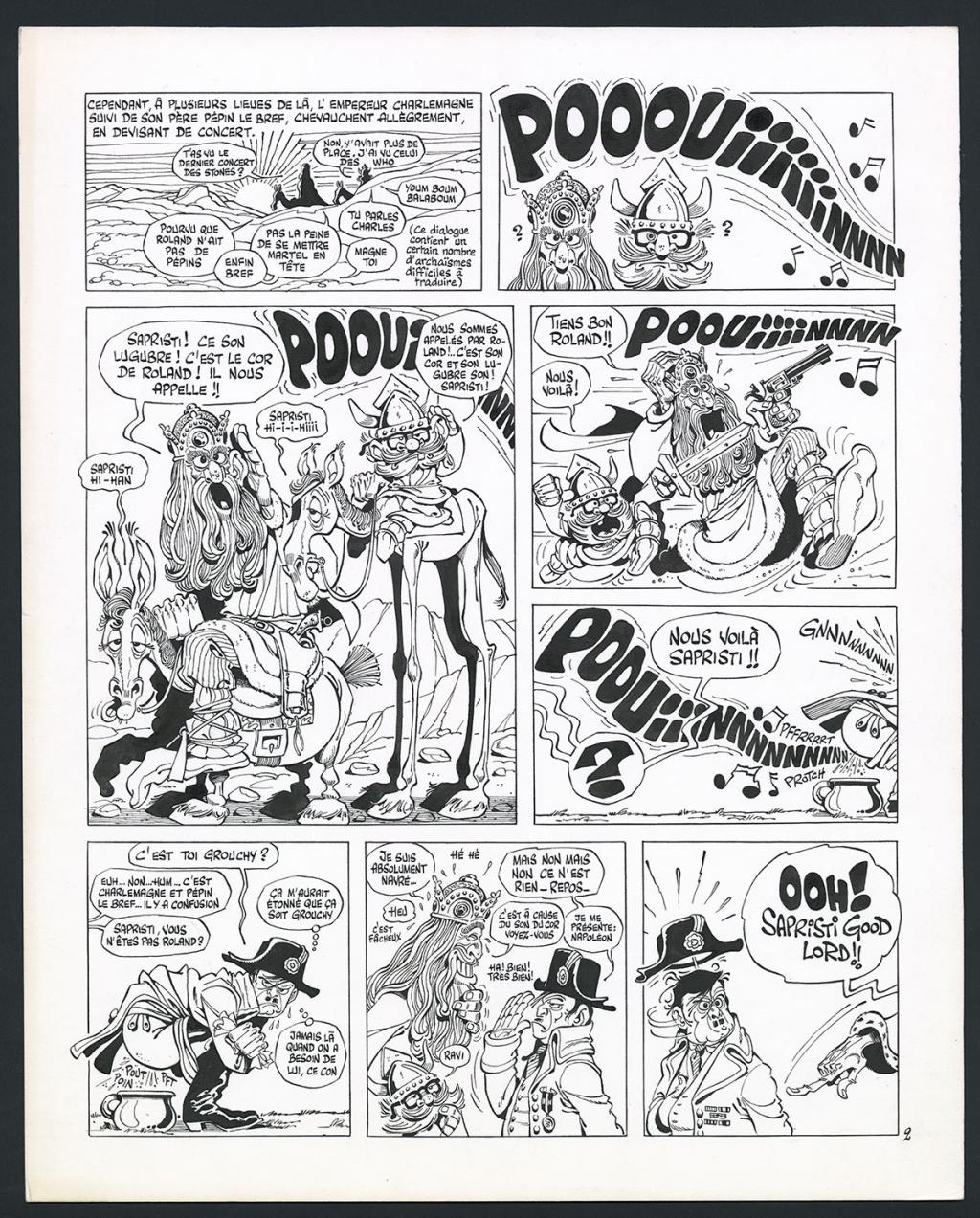 Planche originale n°2 pour l'histoire complète en 7 pages "Durandal", avec des hommages à Arzach et Groucho Marx - Marcel Gotlib - Encre de Chine sur papier - 6068