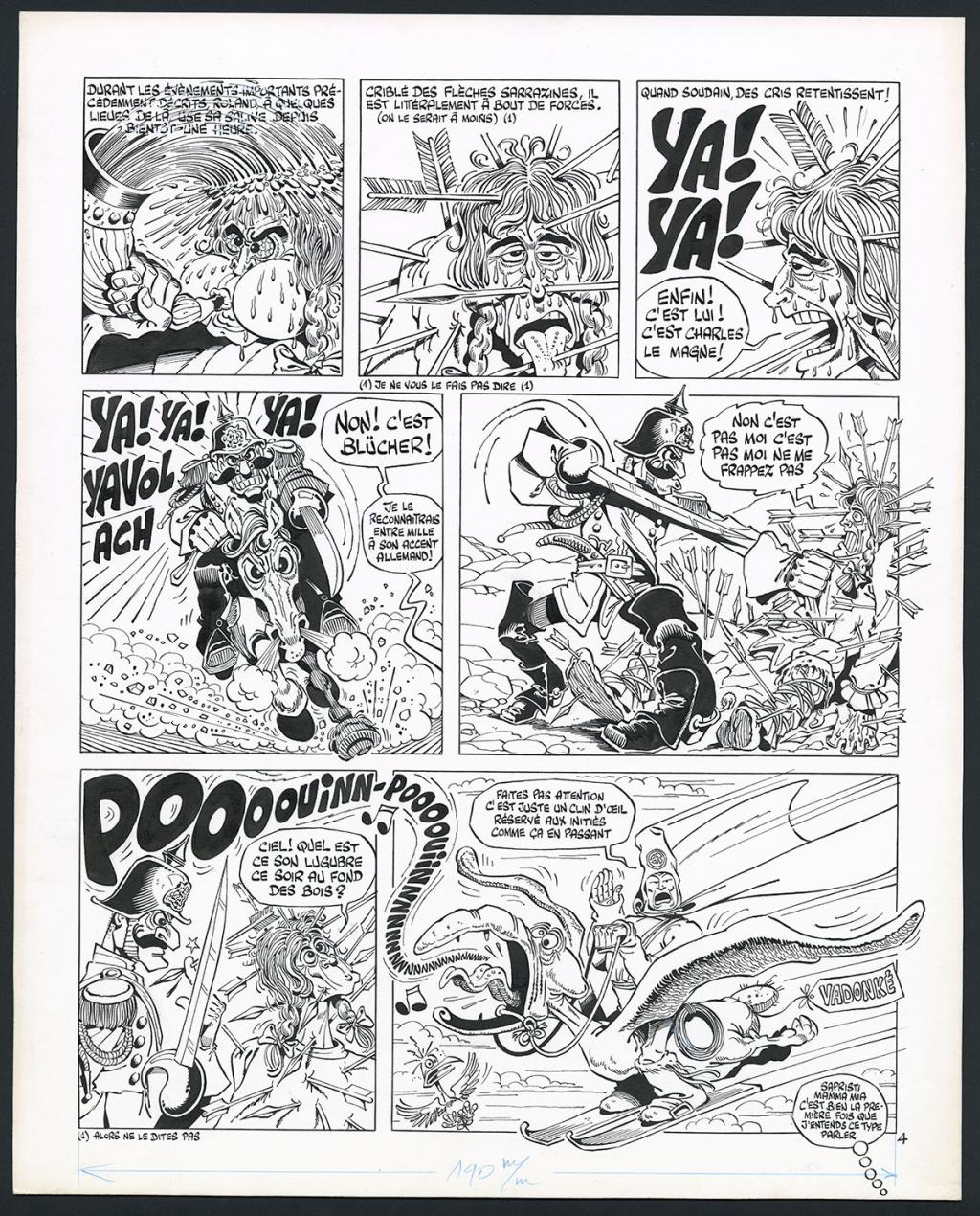 Planche originale n°4 pour l'histoire complète en 7 pages "Durandal", avec des hommages à Arzach et Groucho Marx - Marcel Gotlib - Encre de Chine sur papier - 6070