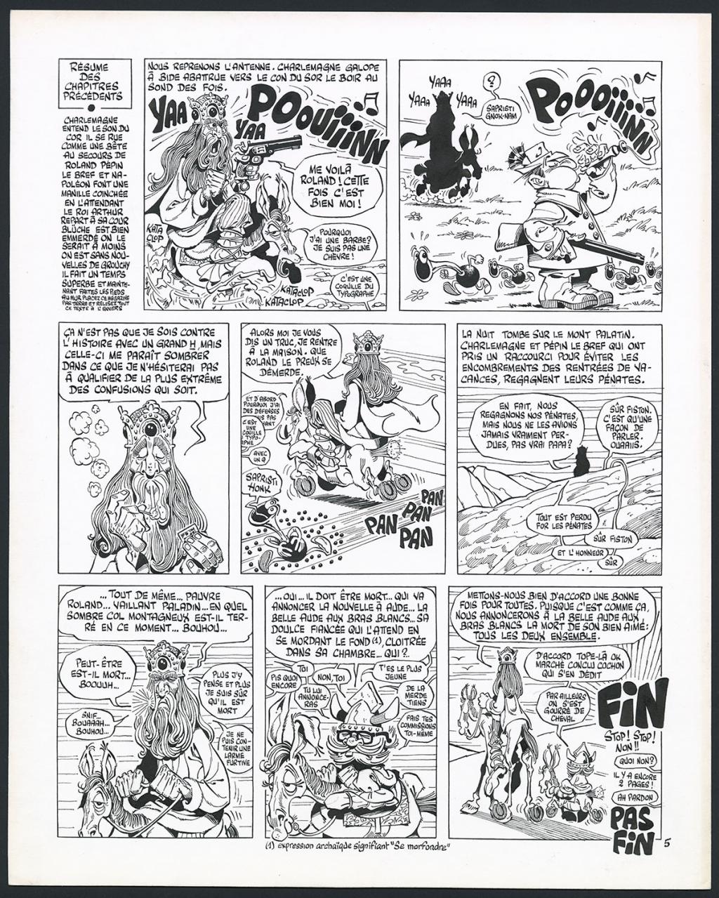 Planche originale n°5 pour l'histoire complète en 7 pages "Durandal", avec des hommages à Arzach et Groucho Marx - Marcel Gotlib - Encre de Chine sur papier - 6071