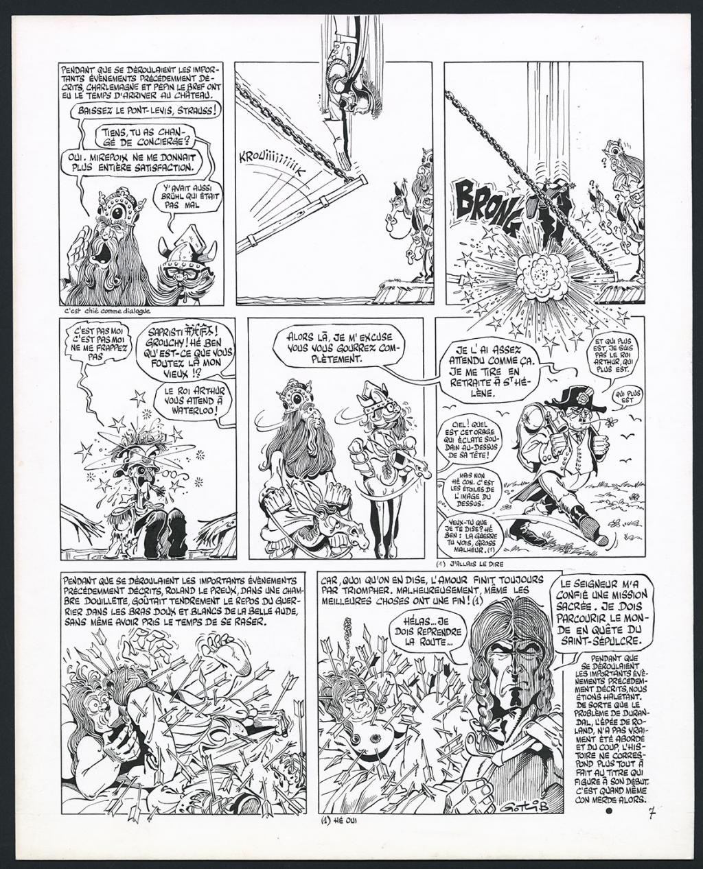 Planche originale n°7 pour l'histoire complète en 7 pages "Durandal", avec des hommages à Arzach et Groucho Marx - Marcel Gotlib - Encre de Chine sur papier - 6073