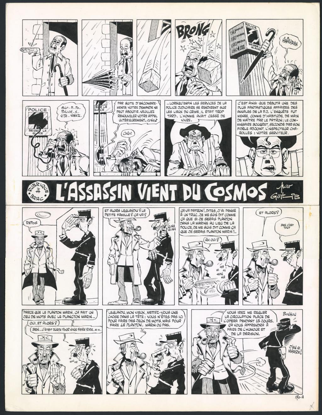 Planche originale n°1 pour l'histoire complète L'assassin vient du Cosmos en 4 pages - Marcel Gotlib - Encre de Chine sur papier - 5884