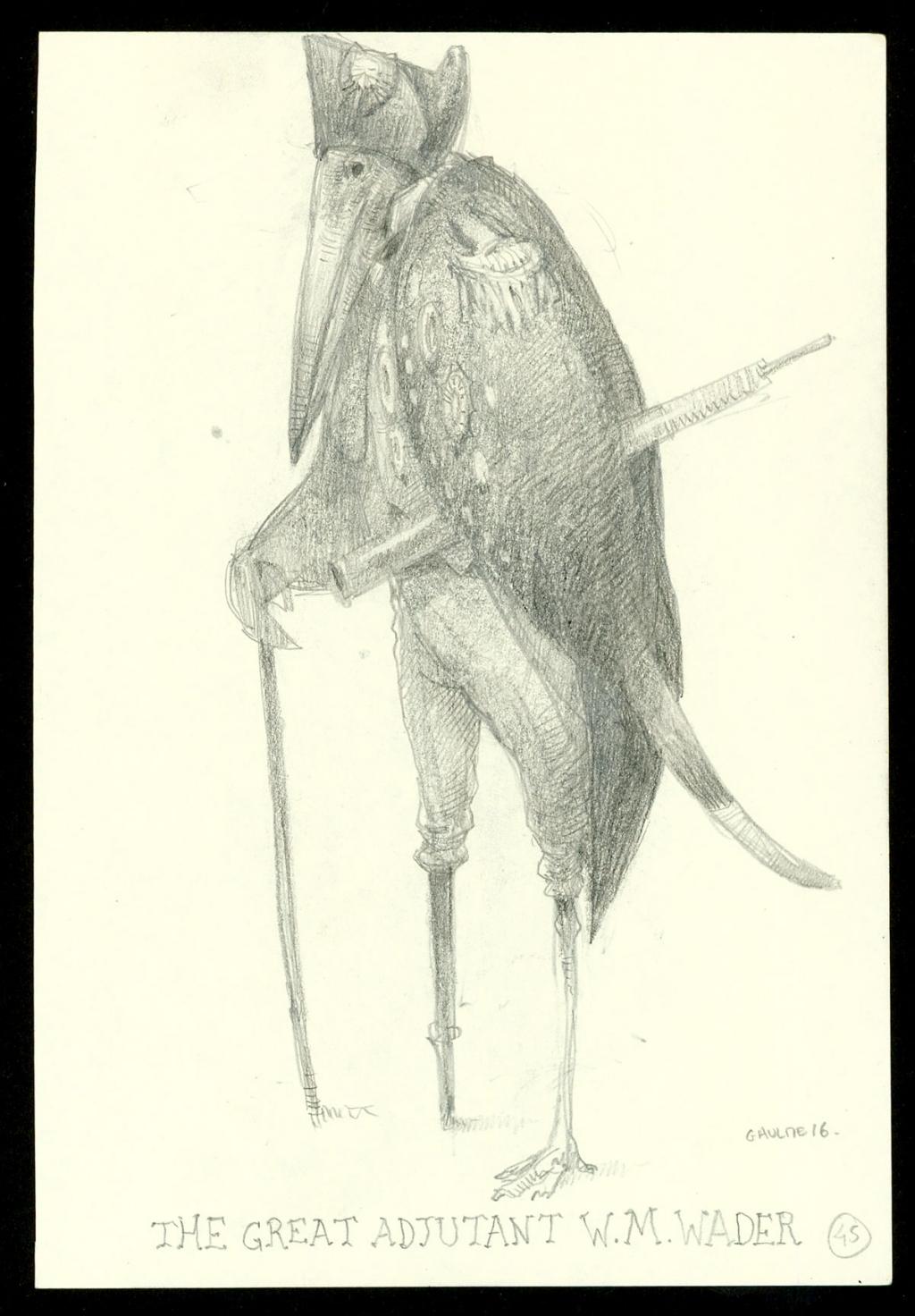 Crayonné original : The  Great Adjudant W.M Wader - Armel Gaulme - Mine de plomb sur papier - 3935