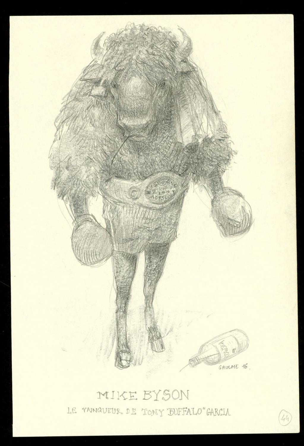 Crayonné original : Myke Byson - Le vainqueur de Tony Buffalo Garcia - Armel Gaulme - Mine de plomb sur papier - 6080