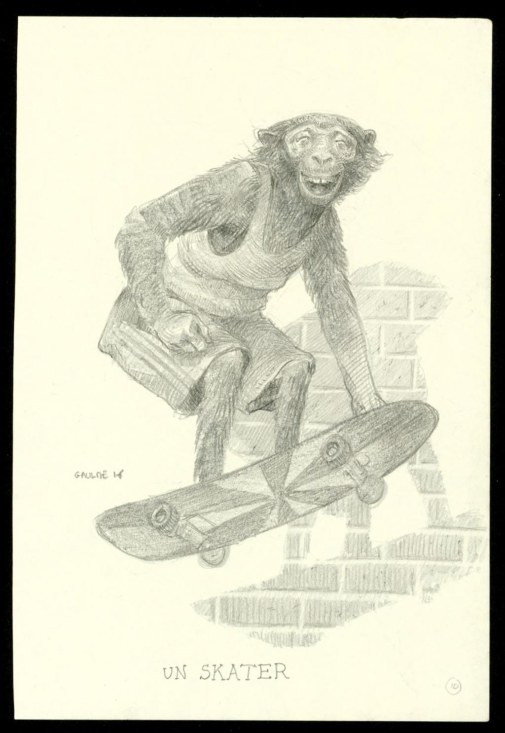 Crayonné original : Un skater - Armel Gaulme - Mine de plomb sur papier - 3944