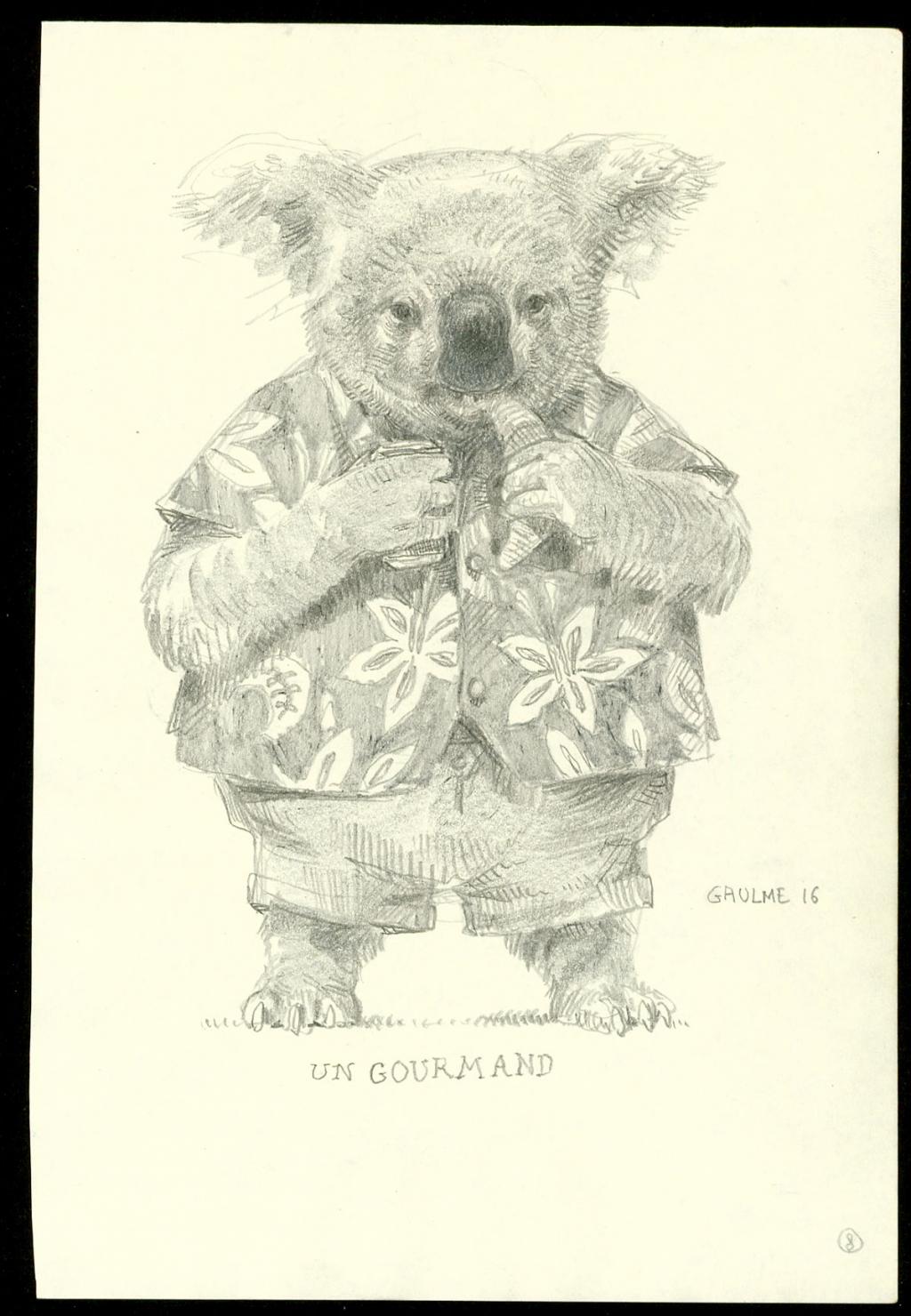 Crayonné original : Un gourmand - Armel Gaulme - Mine de plomb sur papier - 6081