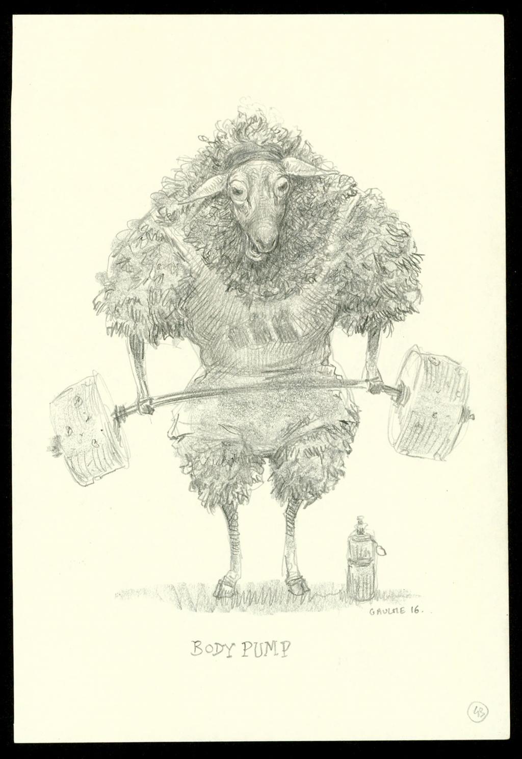 Crayonné original : Body Pump - Armel Gaulme - Mine de plomb sur papier - 4118