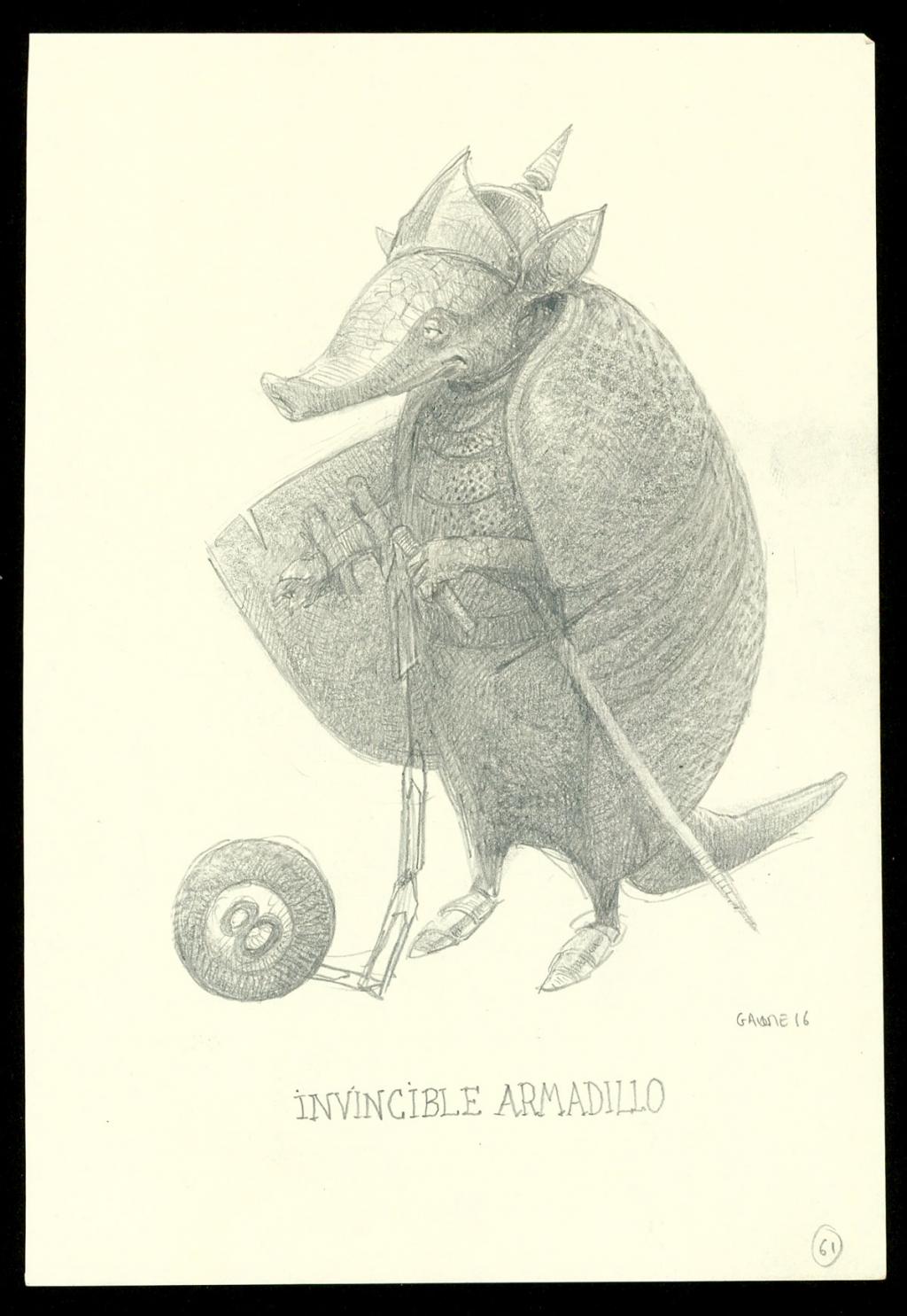 Crayonné original : Invicible Armadillo - Armel Gaulme - Mine de plomb sur papier - 3948