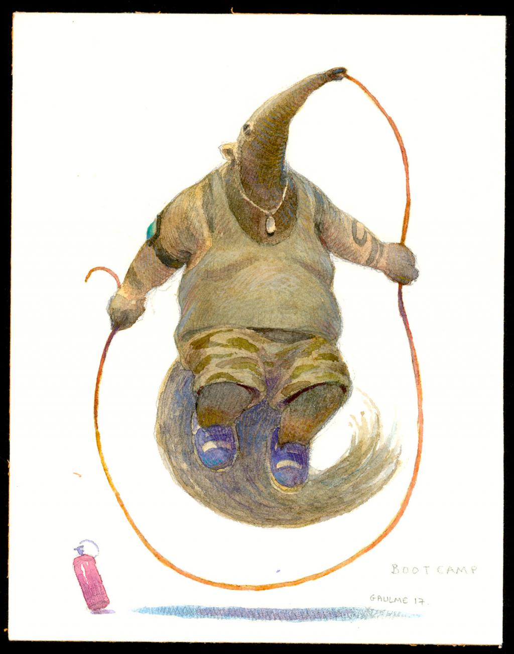 Illustration originale : Boot Camp - Armel Gaulme - Aquarelle sur papier - 4119