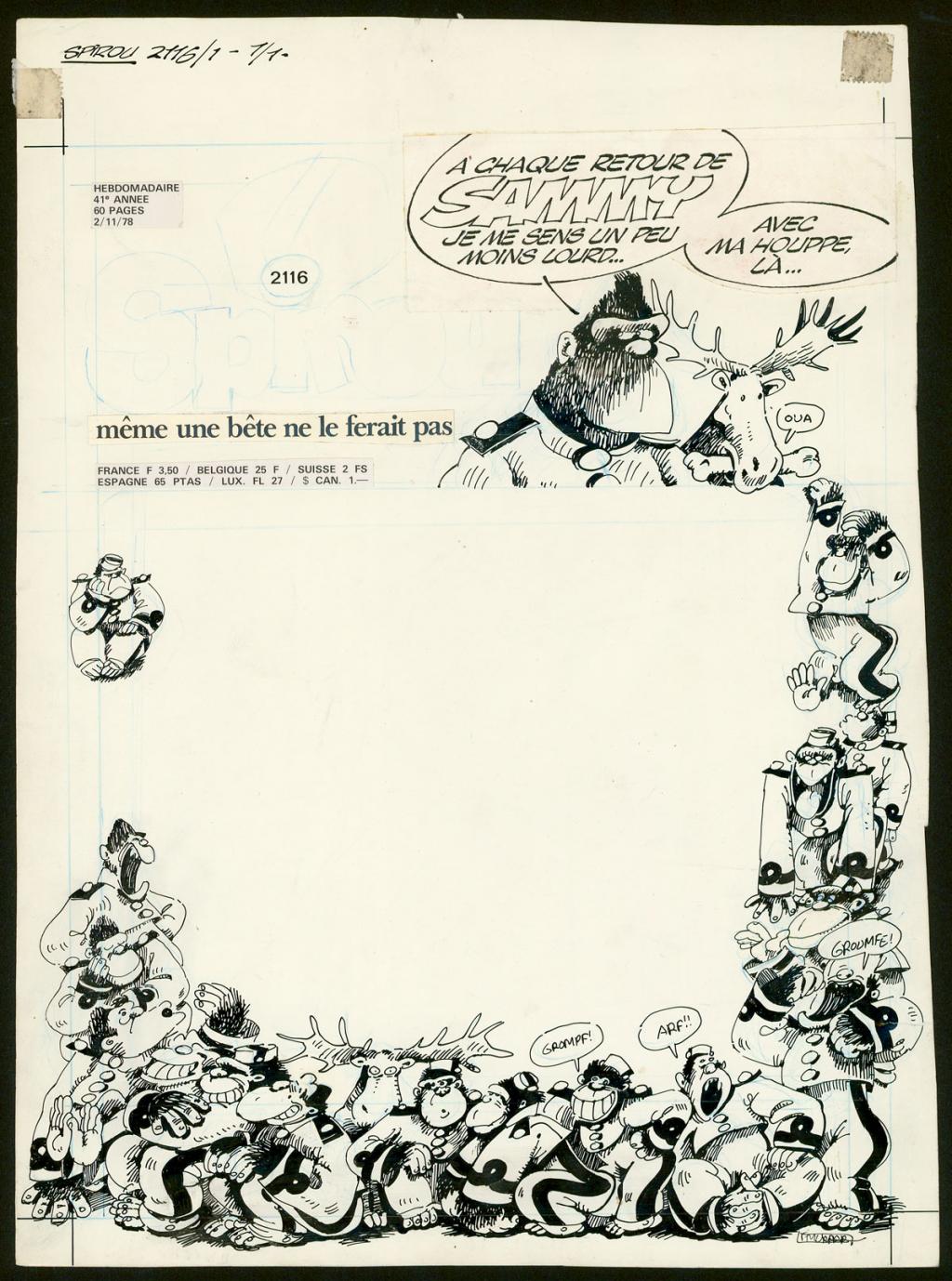illustration originale pour la couverture de Spirou 2116 de 1978 - F'murr - Encre de Chine sur papier - 3716
