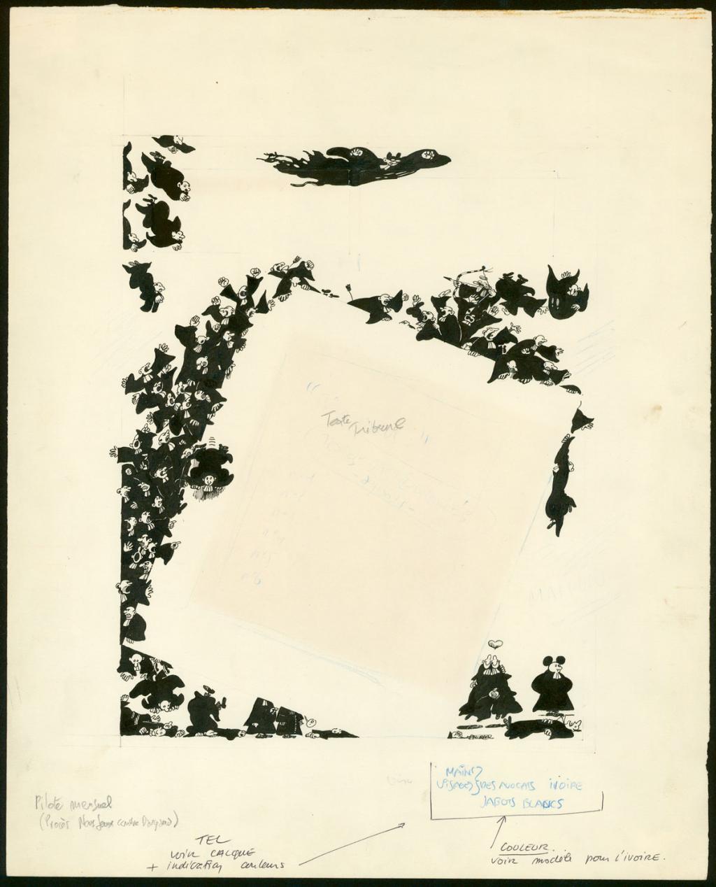 illustration originale pour la couverture de Pilote mensuel - F'murr - Encre de Chine sur papier - 3717