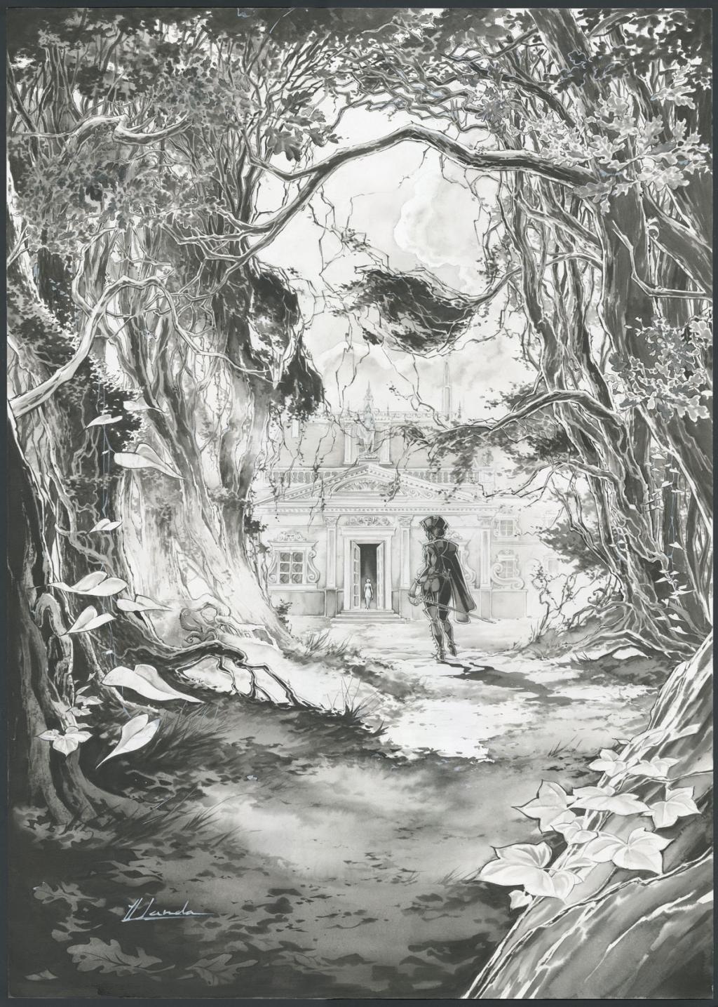 Couverture originale - Juan Luis Landa - Encre de Chine et lavis sur papier - 4186