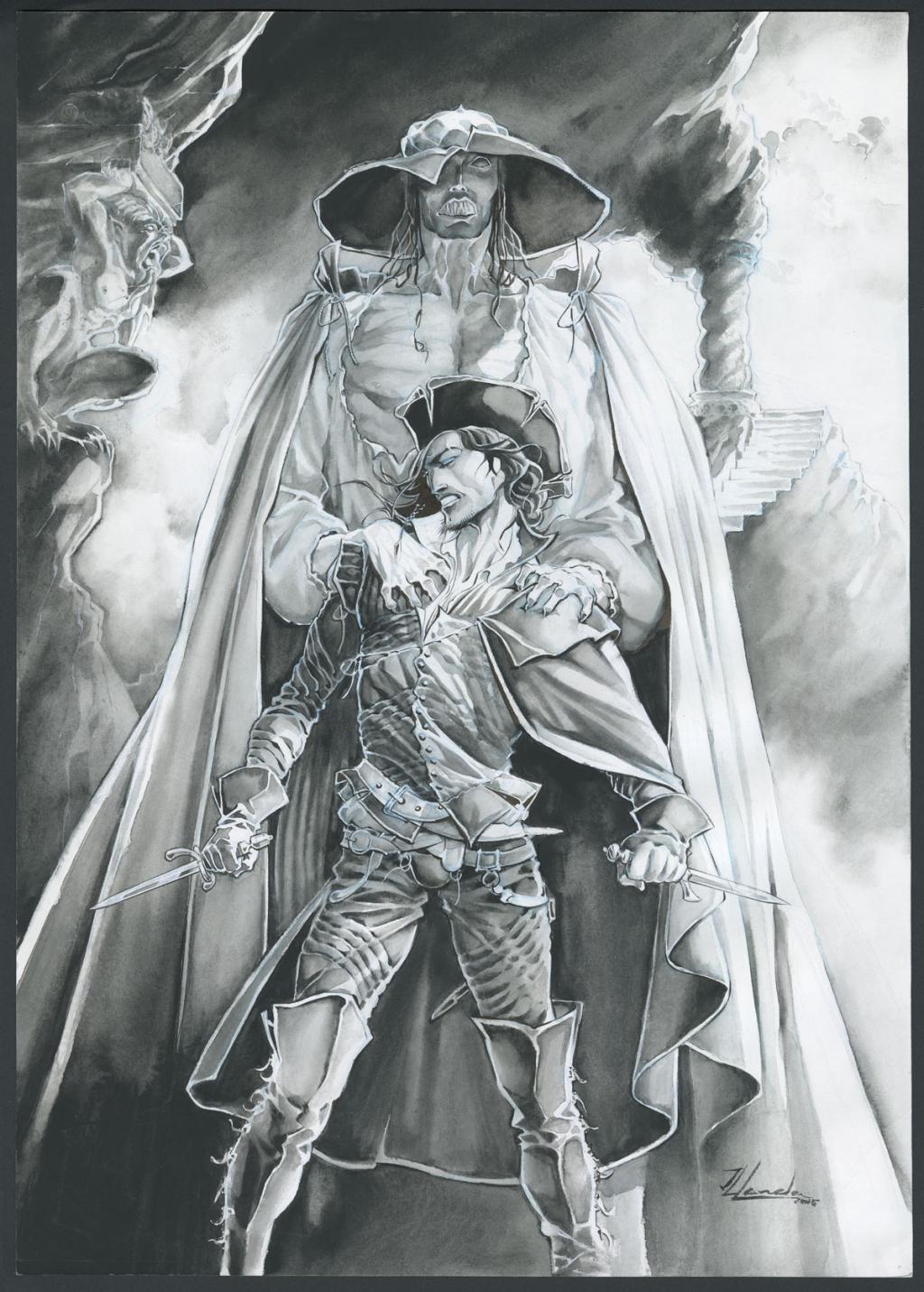 Couverture originale - Juan Luis Landa - Encre de Chine et lavis sur papier - 5577