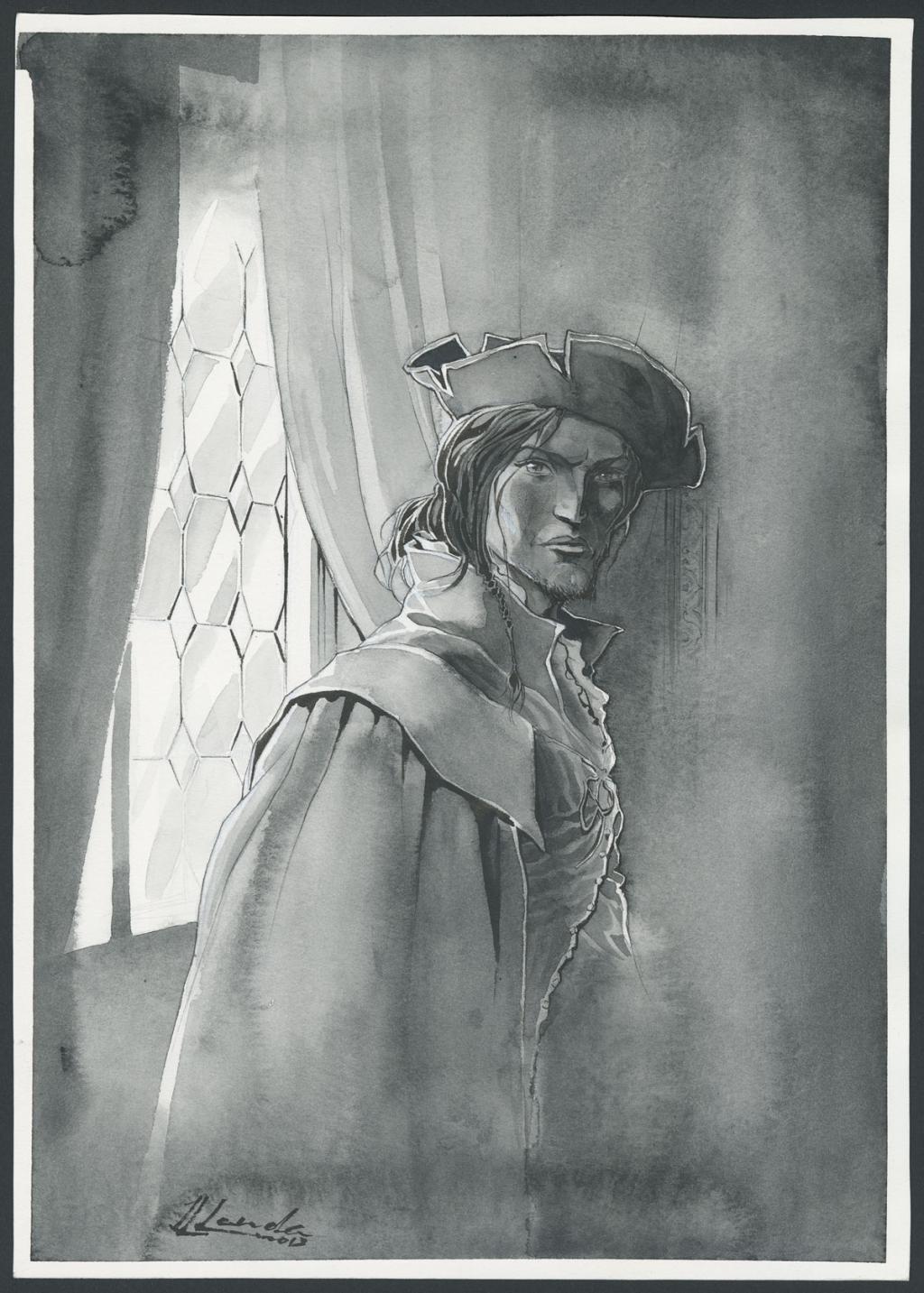 Couverture originale - Juan Luis Landa - Encre de Chine et lavis sur papier - 5575