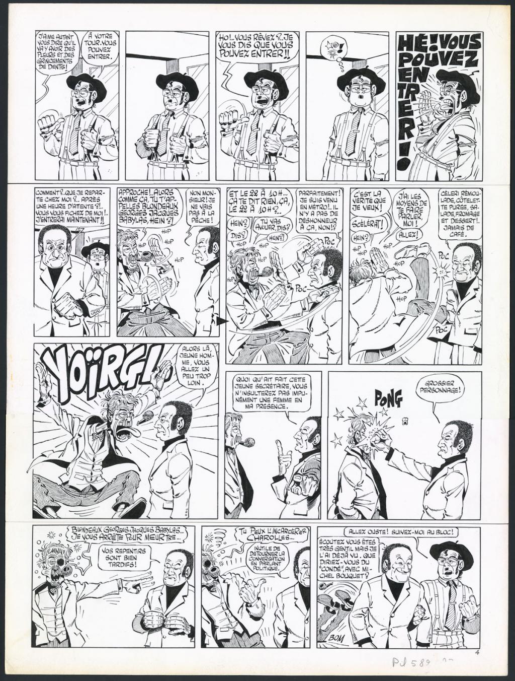 Planche originale n°4 pour une histoire en 5 planches Bougret the policeman - Marcel Gotlib - Encre de Chine sur papier - 5881