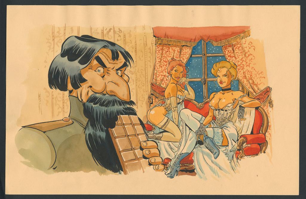 Illustration originale, ex-libris - Félix Meynet - Acrylique sur papier - 4196