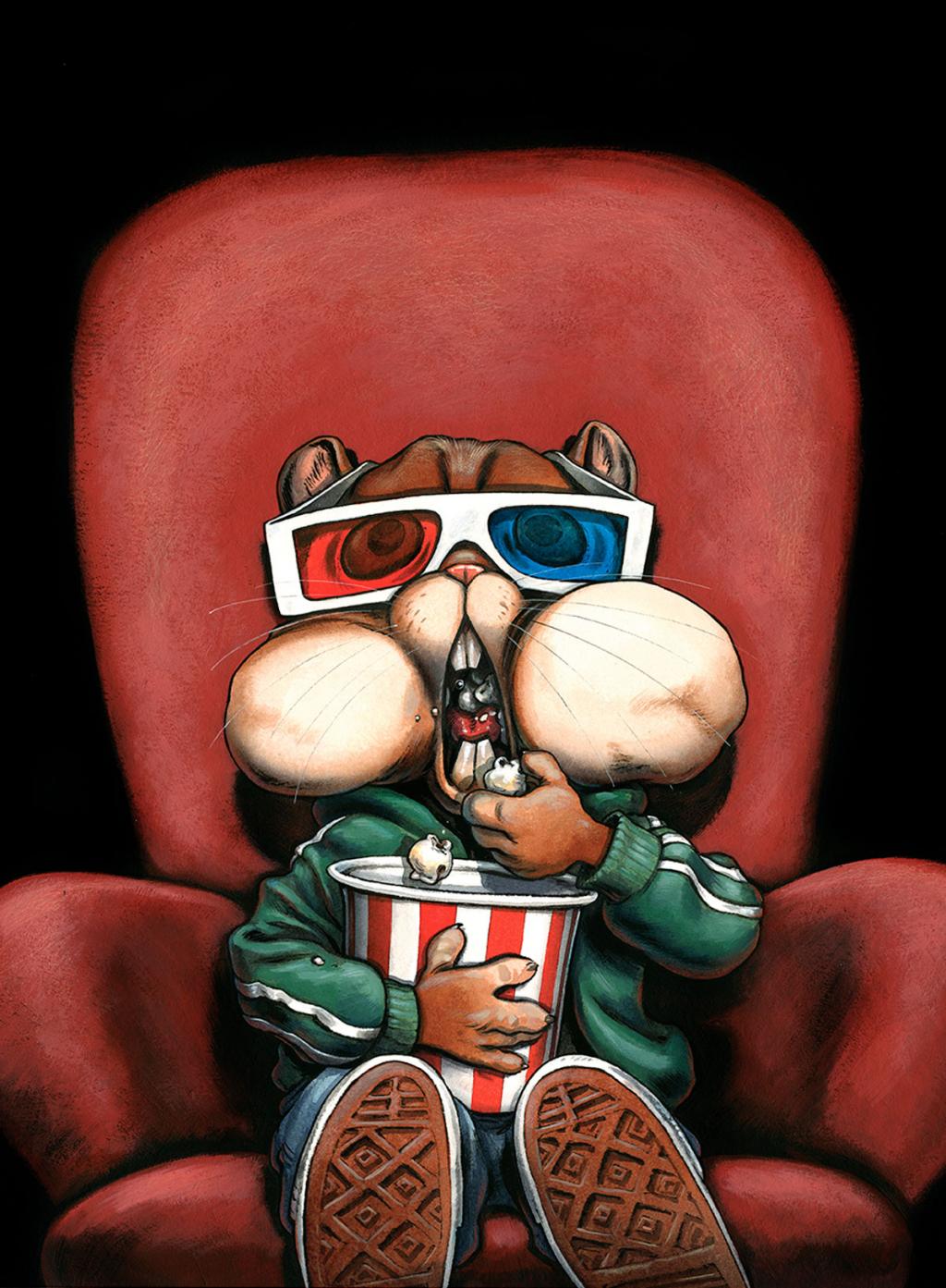 Illustration originale, portrait hamster - Guznag - Encres acryliques sur papier aquarelle - 6269