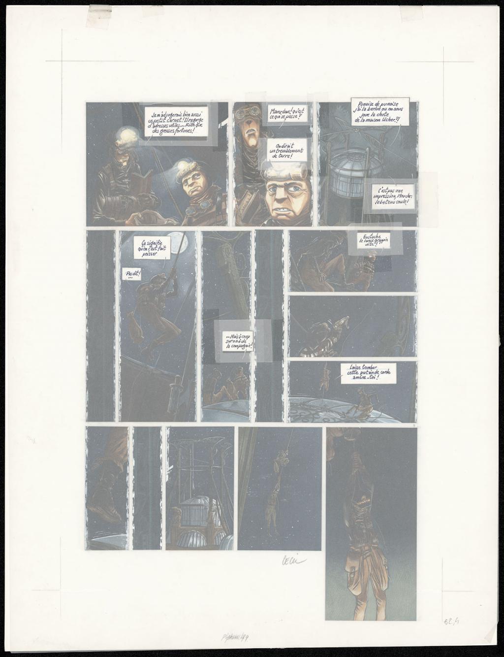 Planche originale n°9 accompagnée de son calque de texte - Cecil - Encre de couleur sur papier - 4137