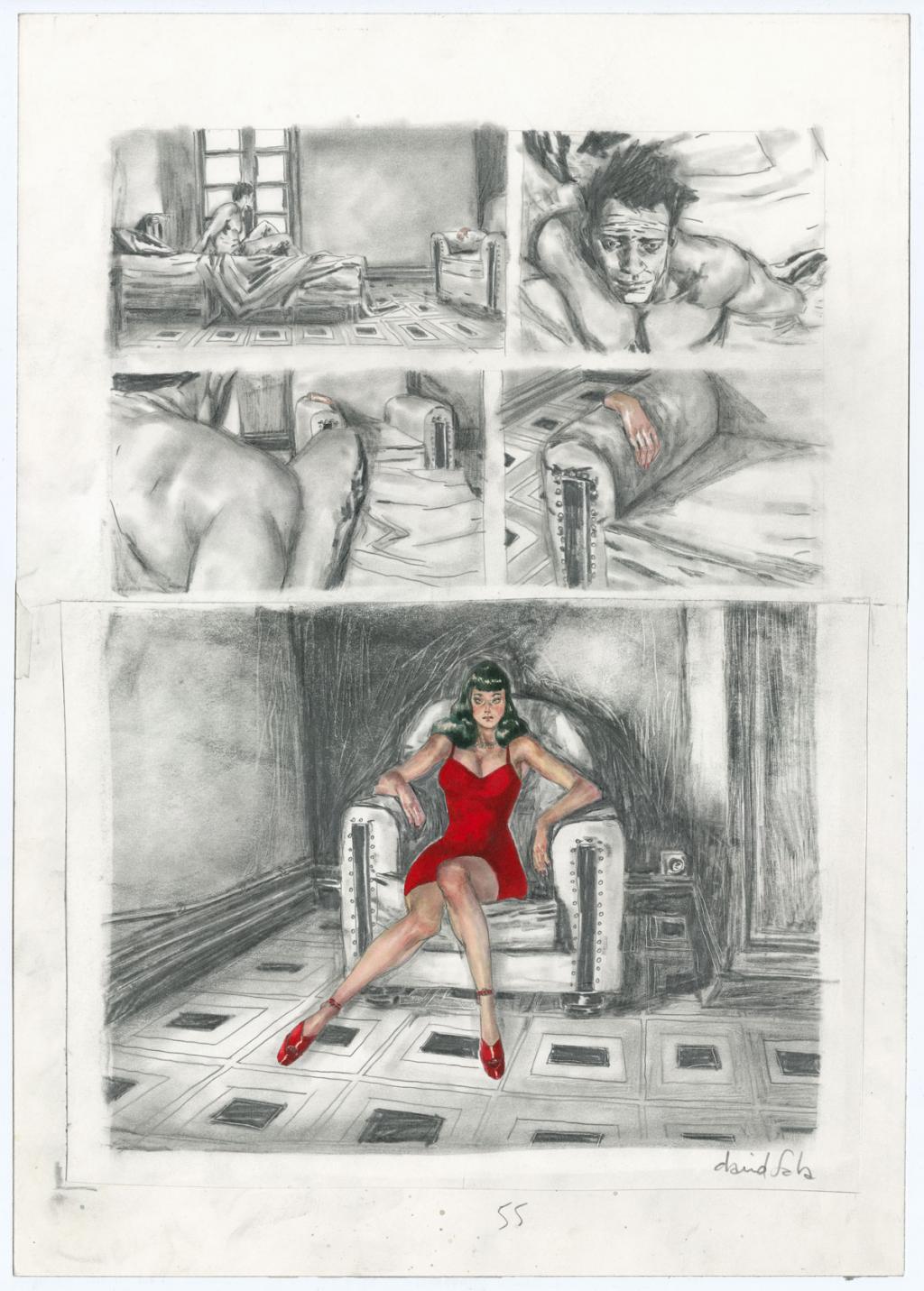 Planche originale n°55,case n°5 refaite - David Sala - Aquarelle et mine de plomb sur papier - 5568