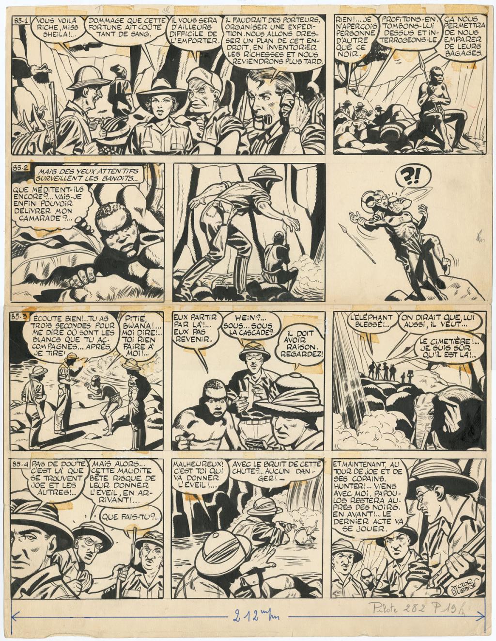 Planche originale, numérotée 85, prépubliée dans La Libre Junior en 1958 - Victor Hubinon - Encre de Chine sur papier - 4420