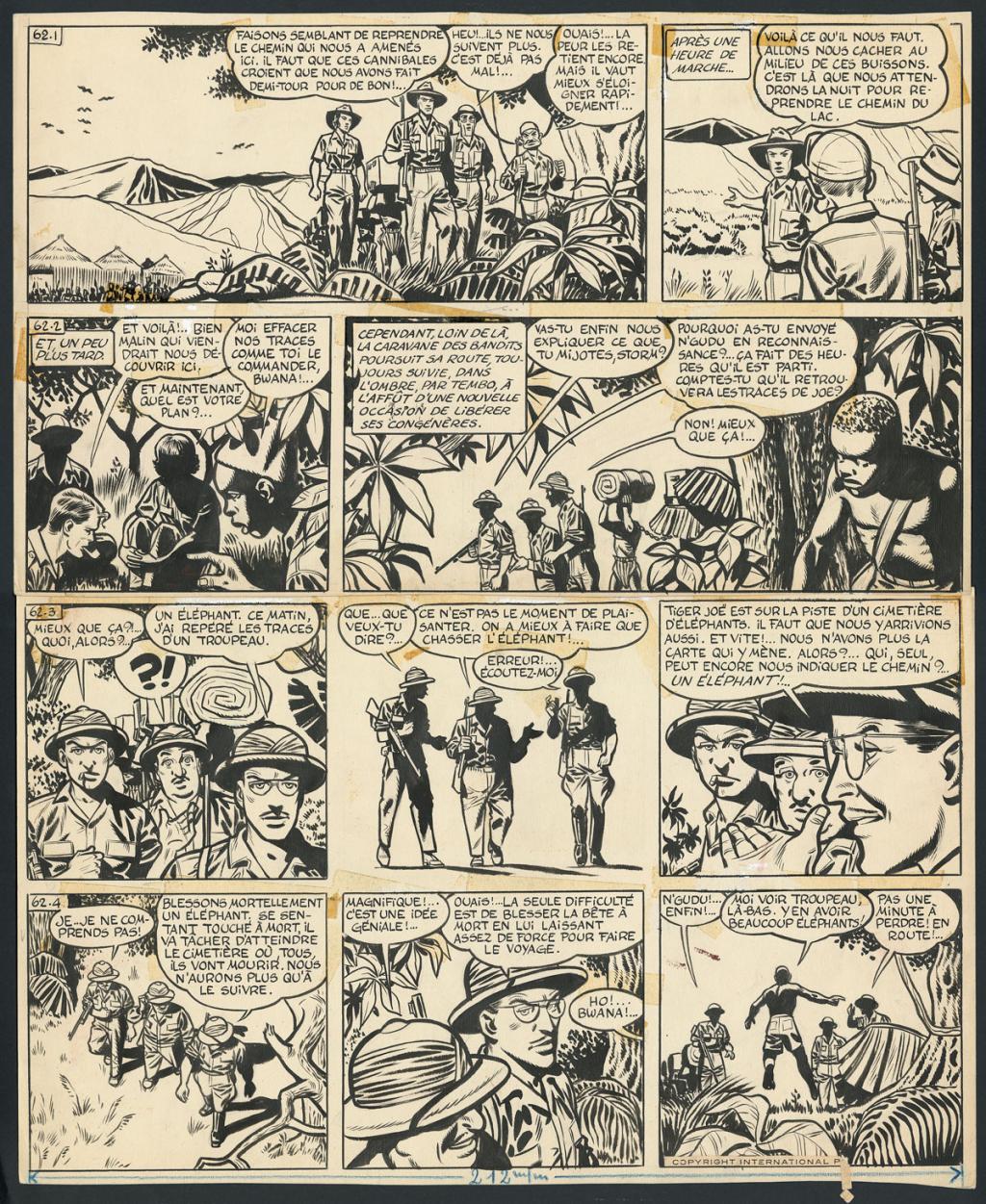 Planche originale, numérotée 62, prépubliée dans La Libre Junior en 1958 - Victor Hubinon - Encre de Chine sur papier - 4422