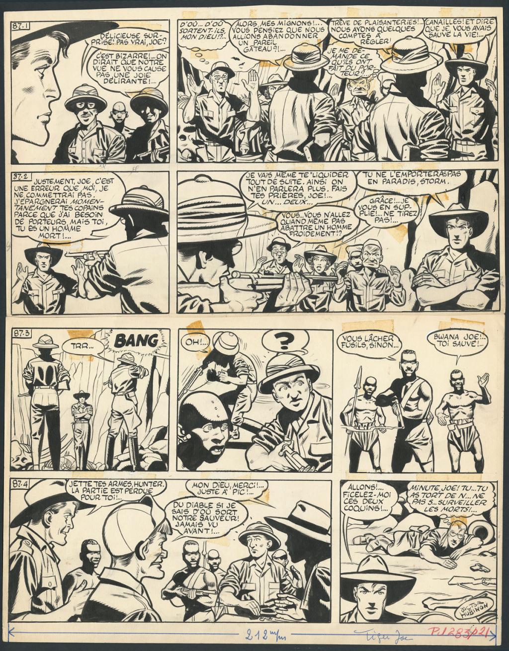 Planche originale, numérotée 87, prépubliée dans La Libre Junior en 1958 - Victor Hubinon - Encre de Chine sur papier - 5601