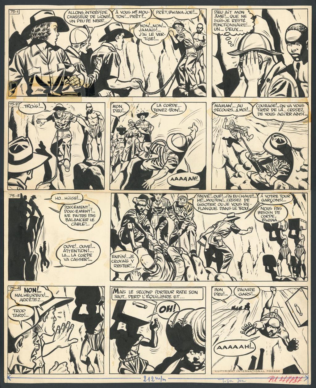 Planche originale, numérotée 37, prépubliée dans La Libre Junior en 1958 - Victor Hubinon - Encre de Chine sur papier - 4424