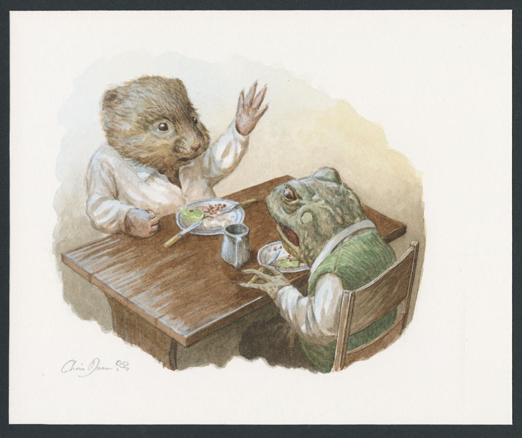 Illustration originale intitulée "Ratty talking to Toad" (Rat parlant à Taupe) - Christopher Dunn - Aquarelle sur papier - 5492